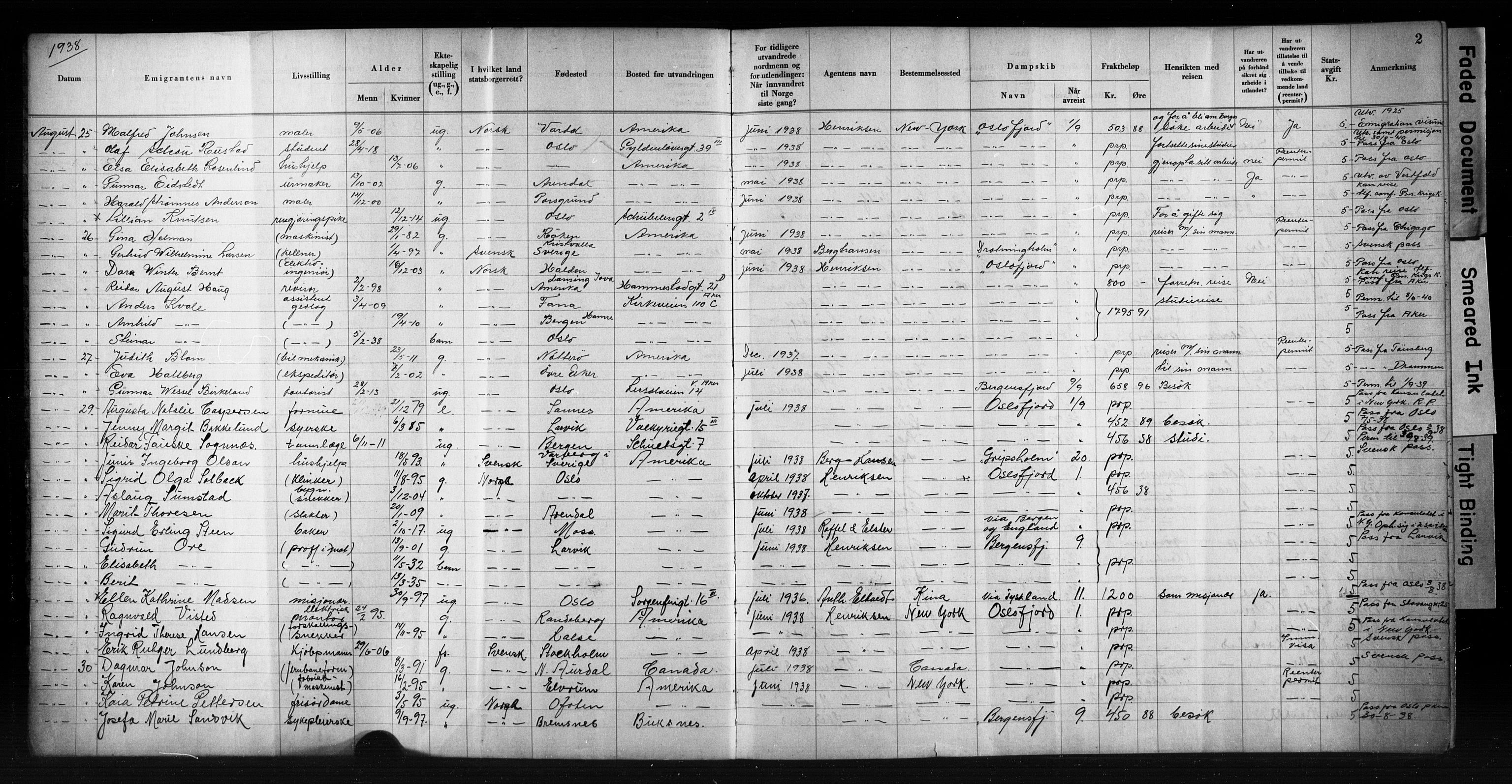 Oslo politidistrikt, AV/SAO-A-10085/E/Ee/Eef/L0041: Emigrantprotokoll, 1938-1955, p. 2