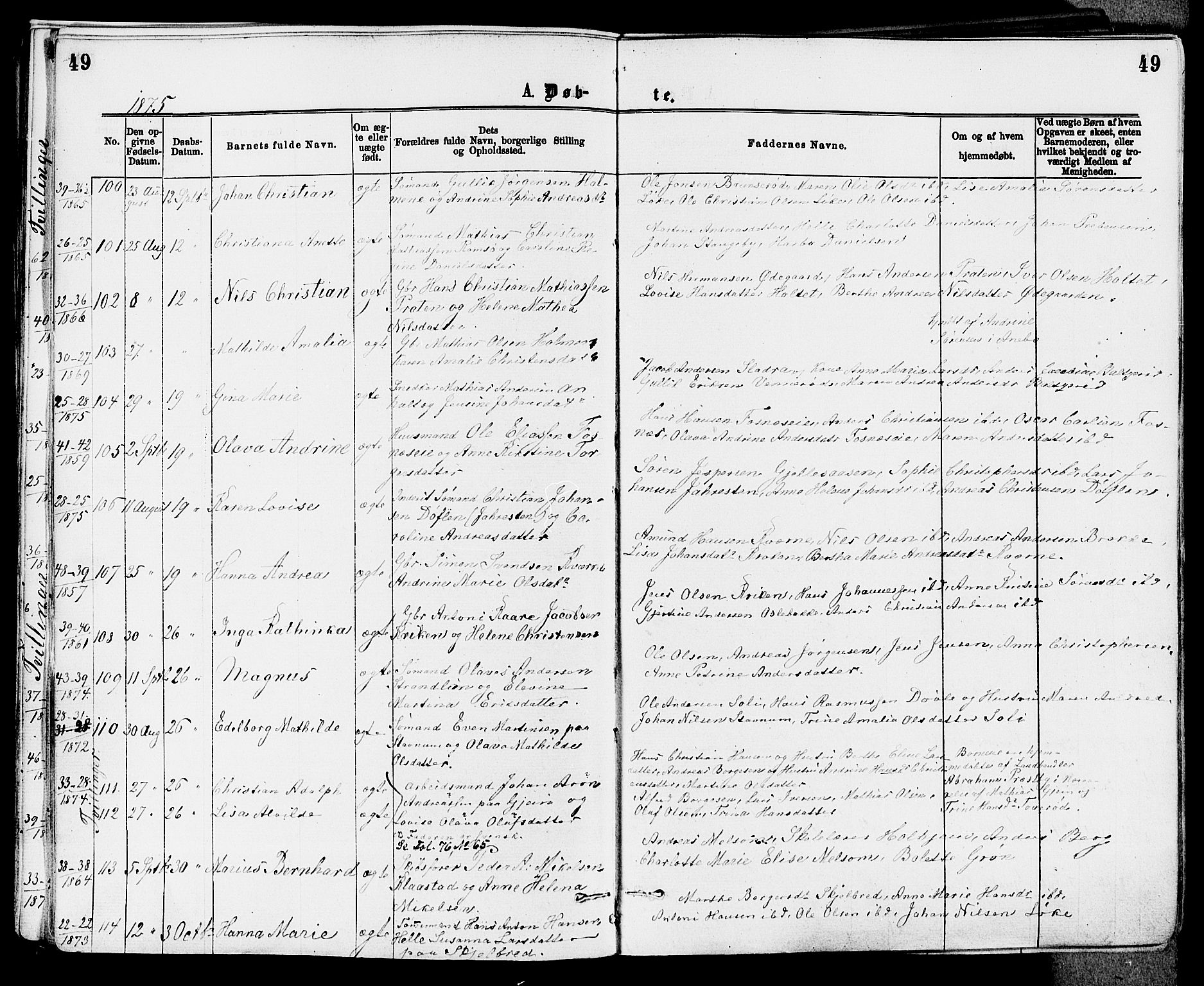 Stokke kirkebøker, AV/SAKO-A-320/F/Fa/L0009: Parish register (official) no. I 9, 1872-1883, p. 49