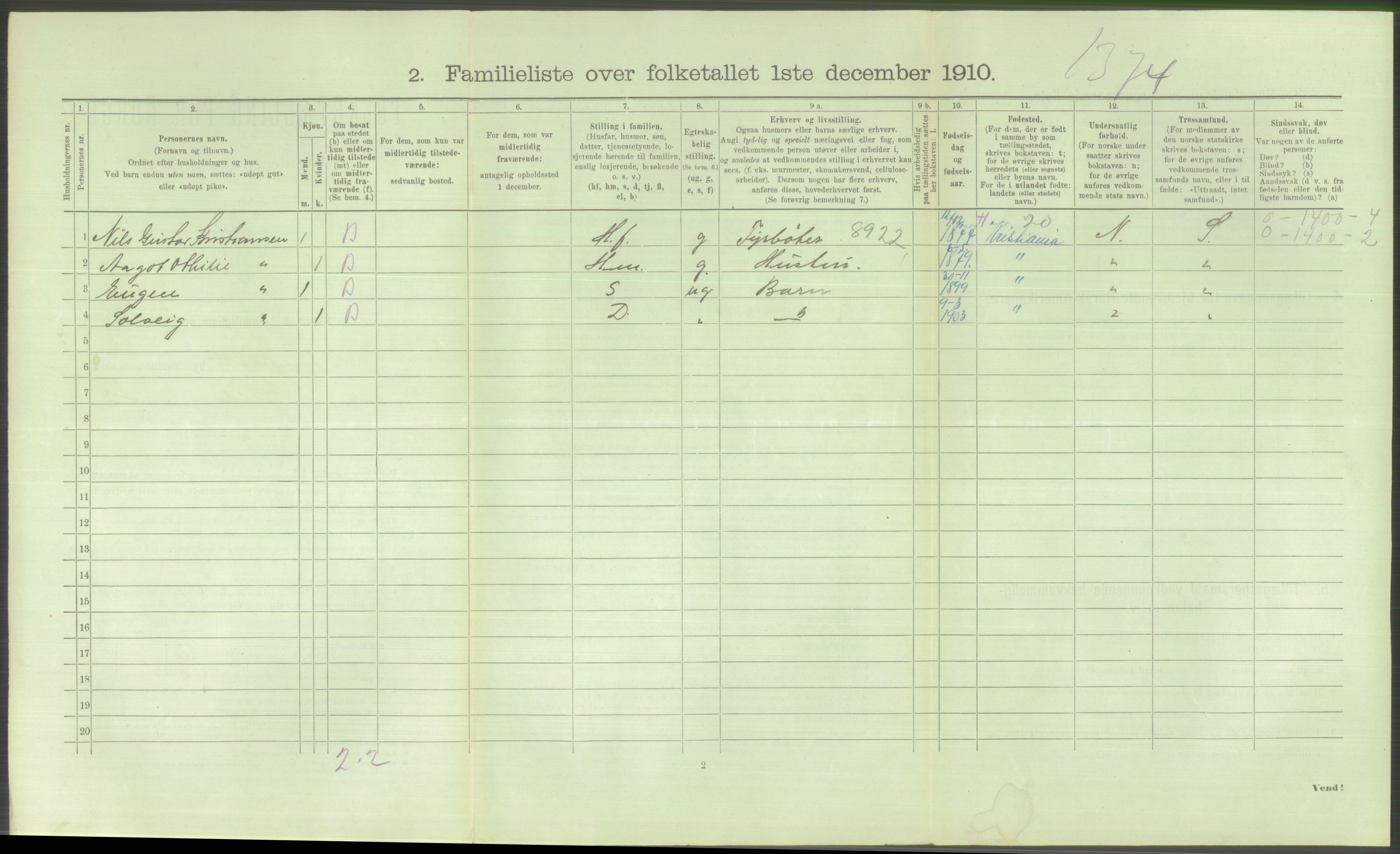 RA, 1910 census for Hønefoss, 1910