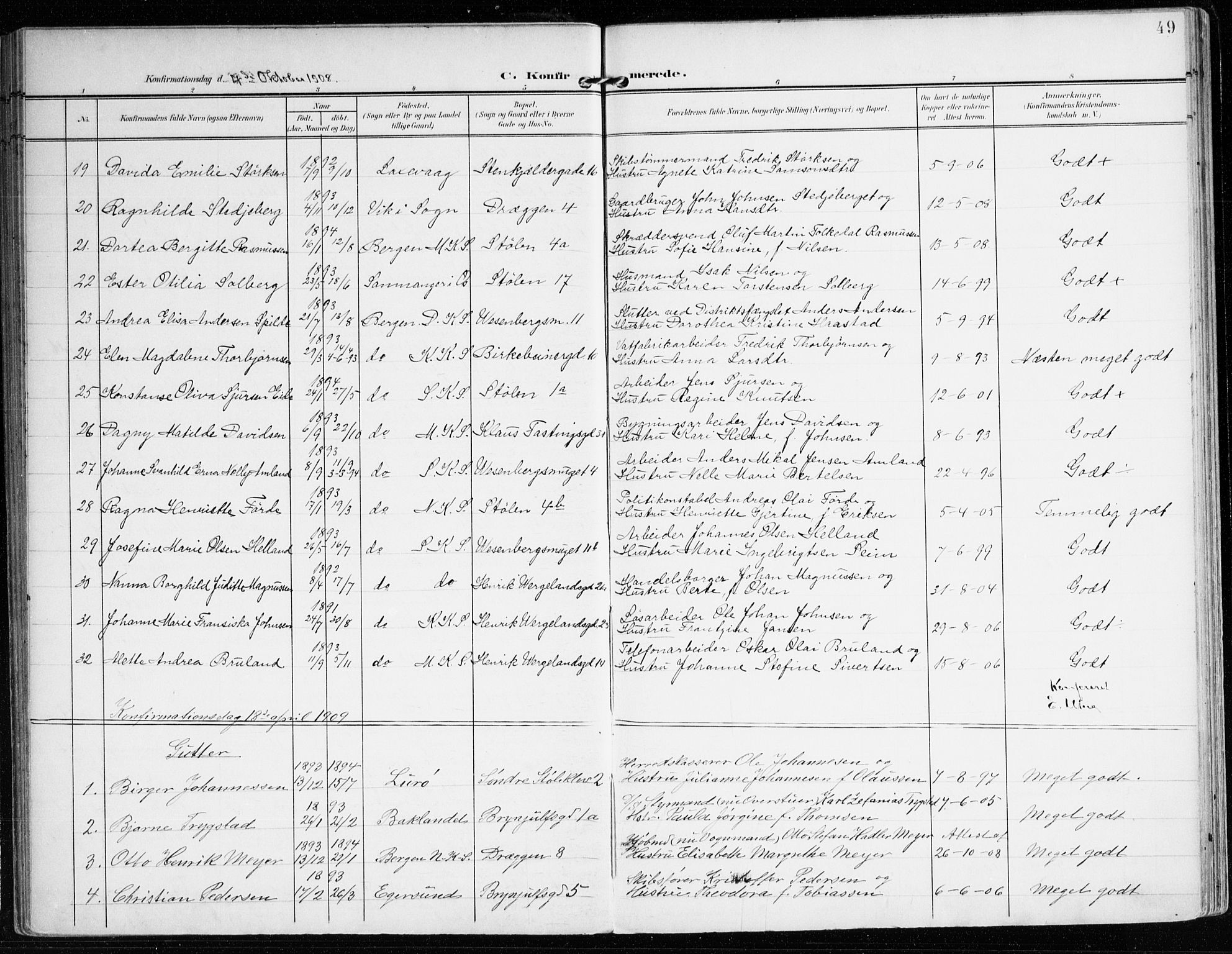 Mariakirken Sokneprestembete, SAB/A-76901/H/Haa/L0014: Parish register (official) no. C 2, 1900-1916, p. 49