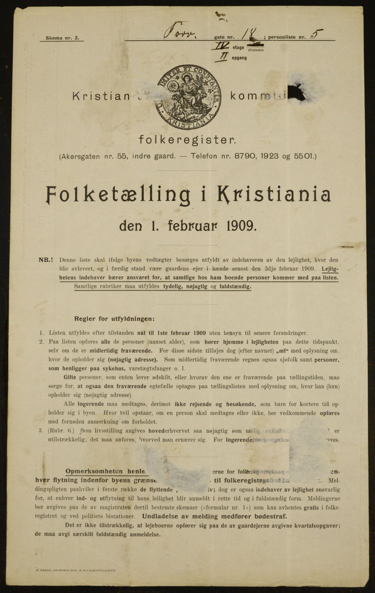 OBA, Municipal Census 1909 for Kristiania, 1909, p. 103441