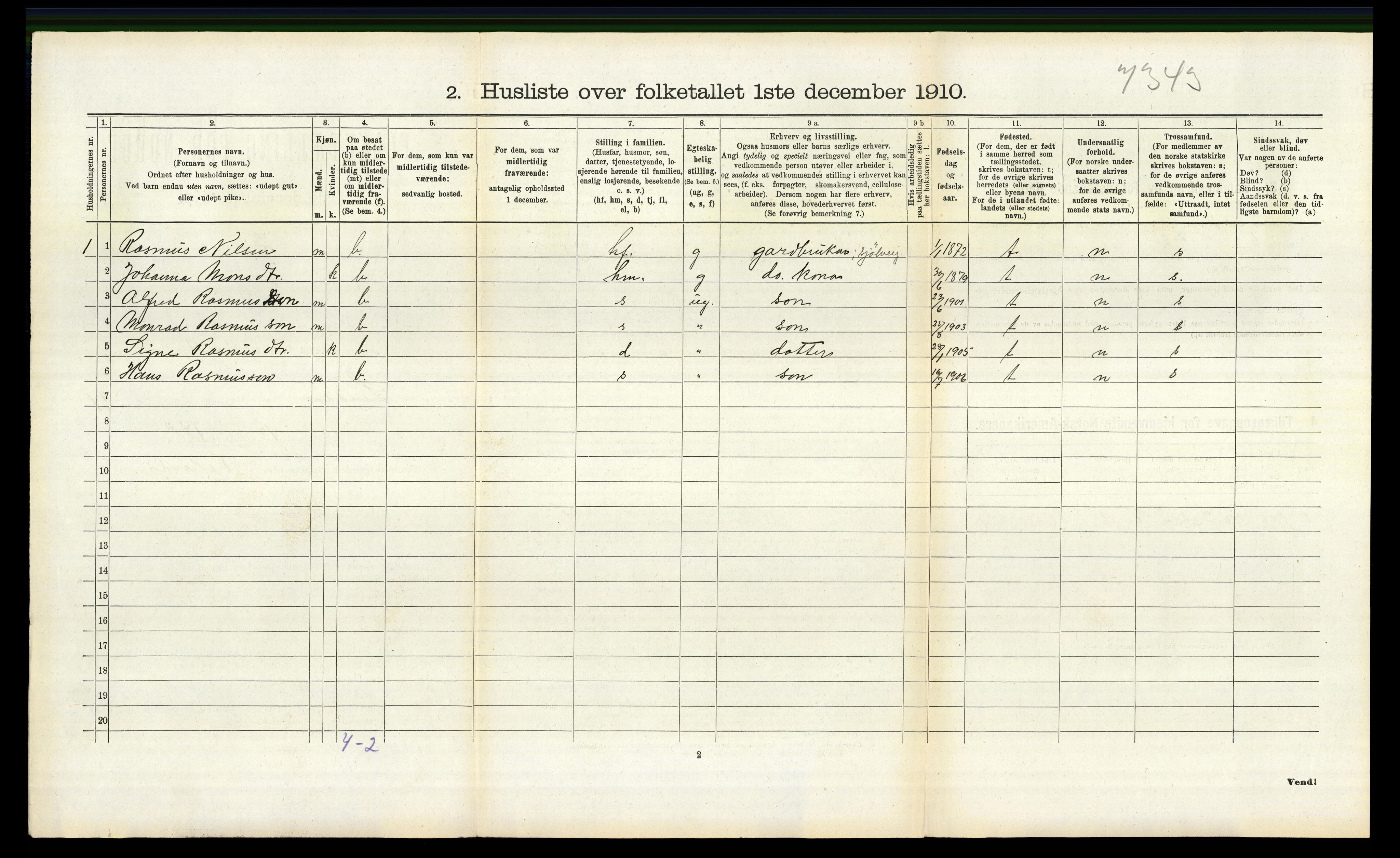 RA, 1910 census for Lindås, 1910, p. 1333