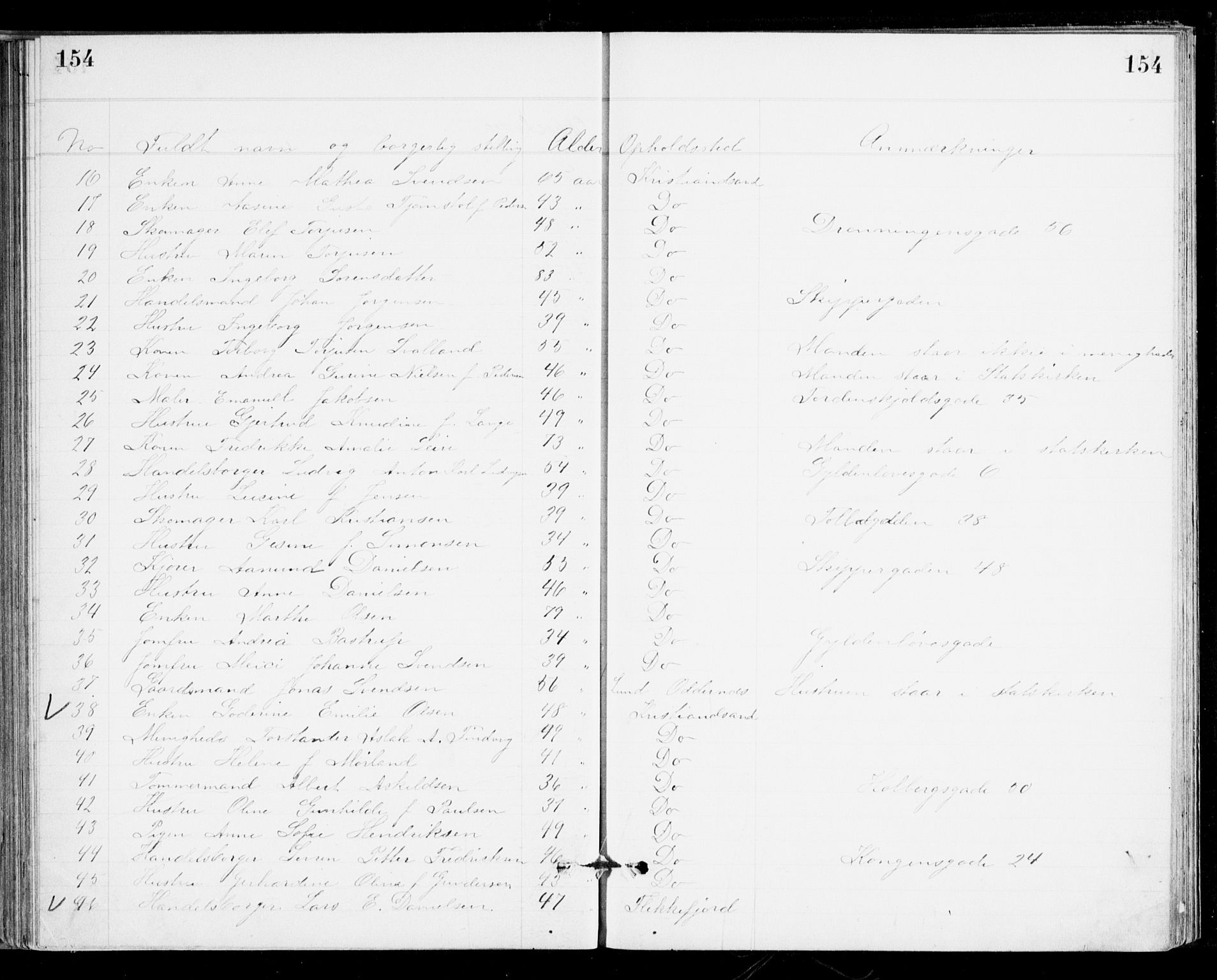 Den evangelisk-lutherske frikirke, Kristiansand, AV/SAK-1292-0017/F/Fa/L0002: Dissenter register no. F 10, 1889-1892, p. 154