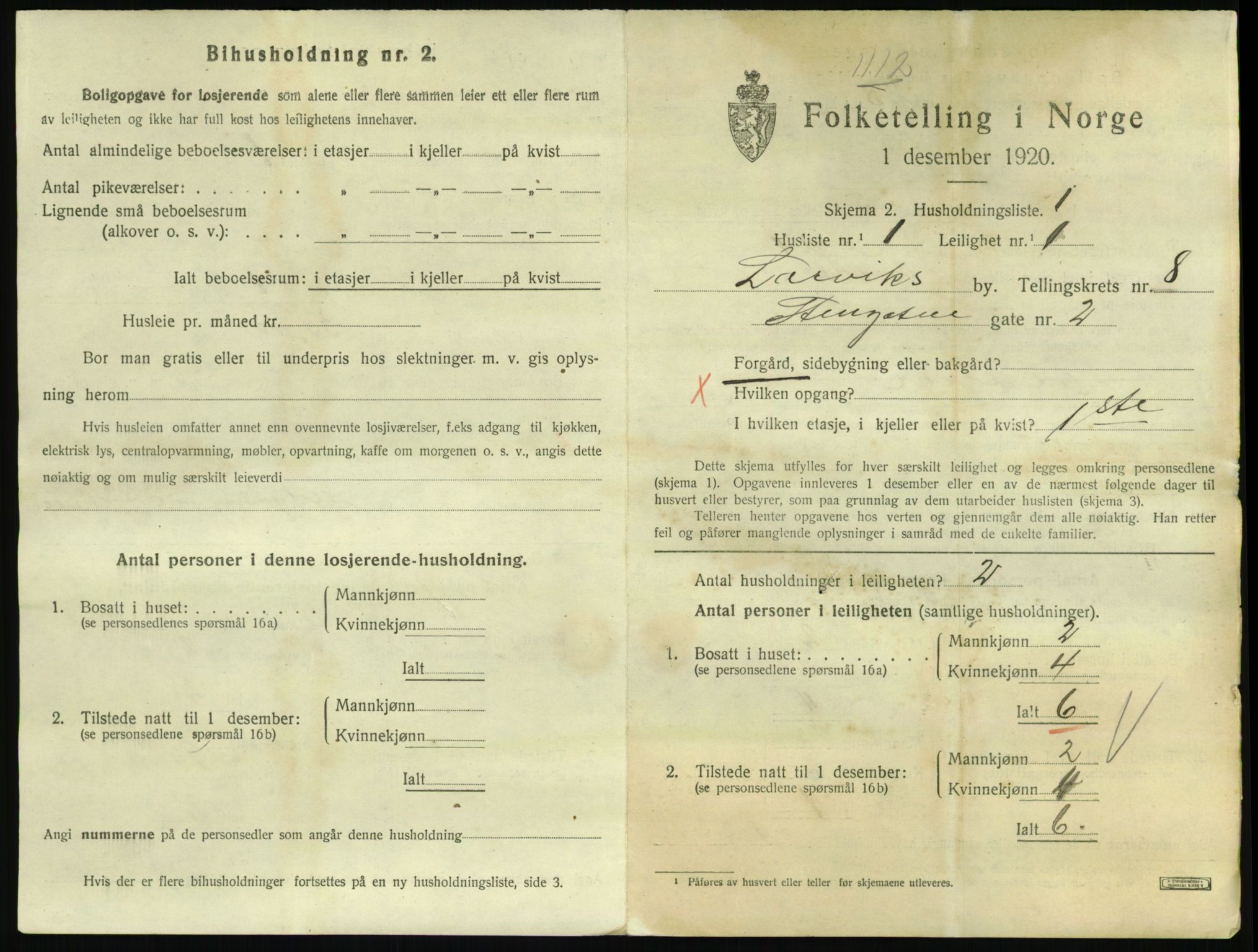 SAKO, 1920 census for Larvik, 1920, p. 6562