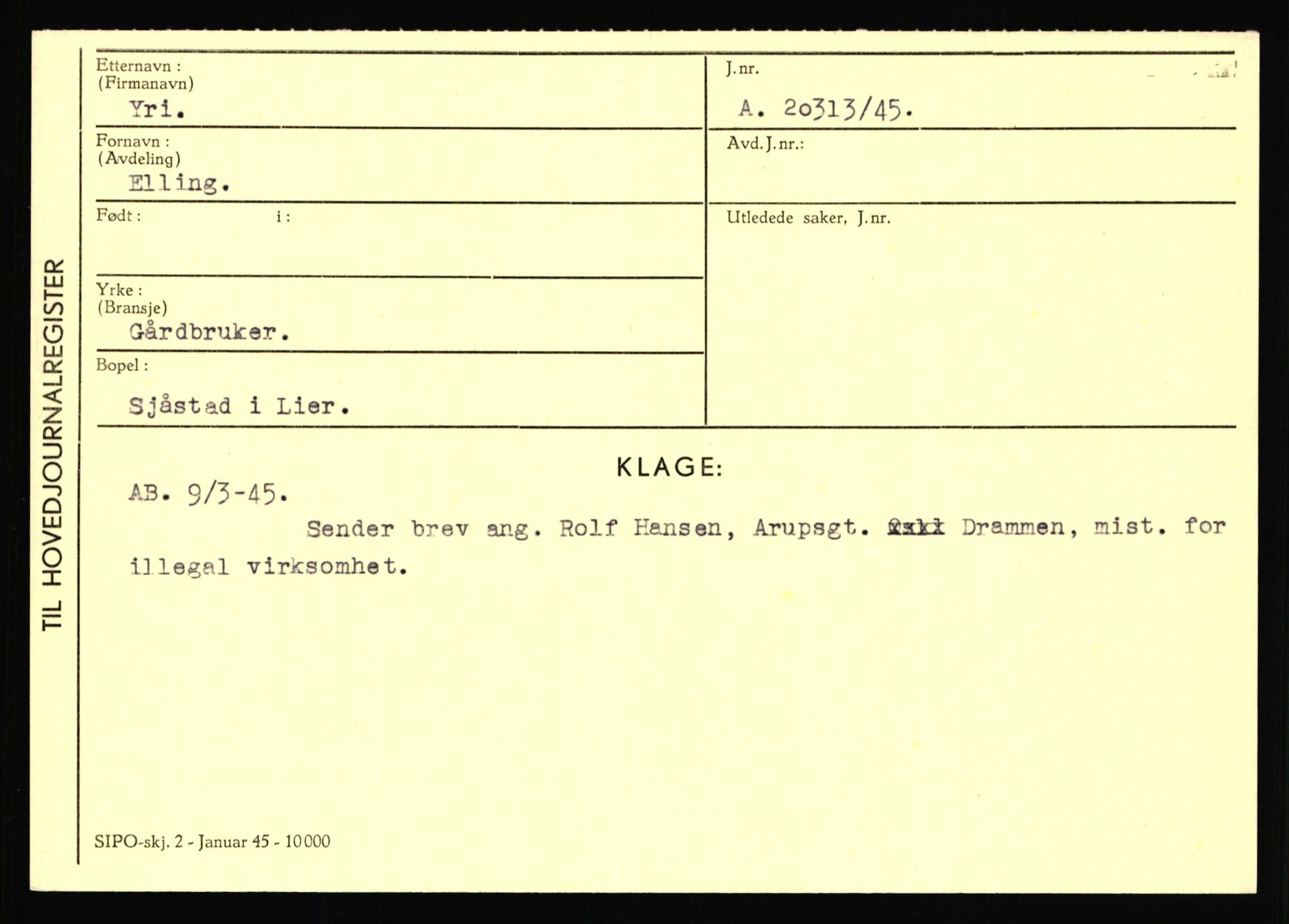 Statspolitiet - Hovedkontoret / Osloavdelingen, AV/RA-S-1329/C/Ca/L0016: Uberg - Øystese, 1943-1945, p. 3228