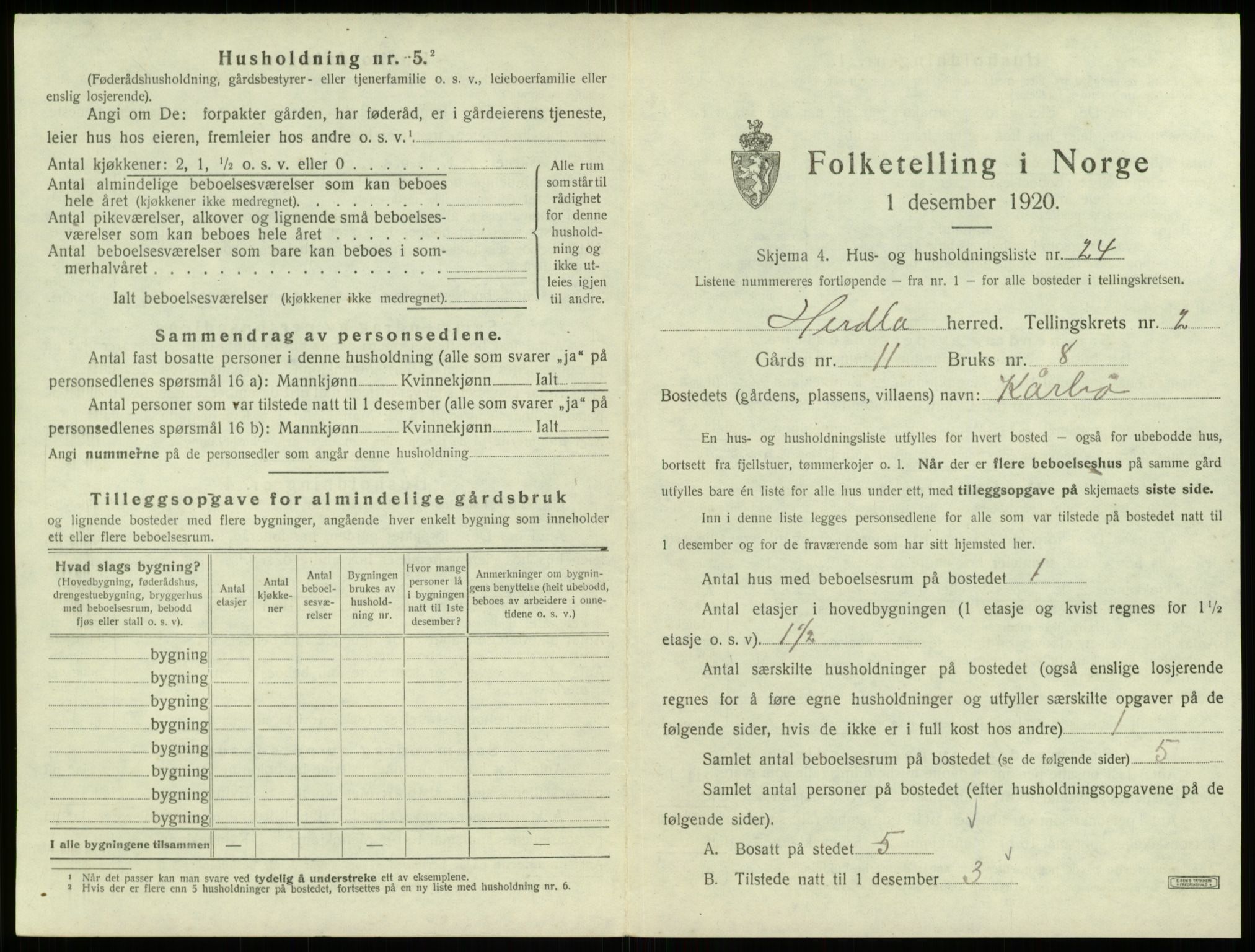 SAB, 1920 census for Herdla, 1920, p. 269