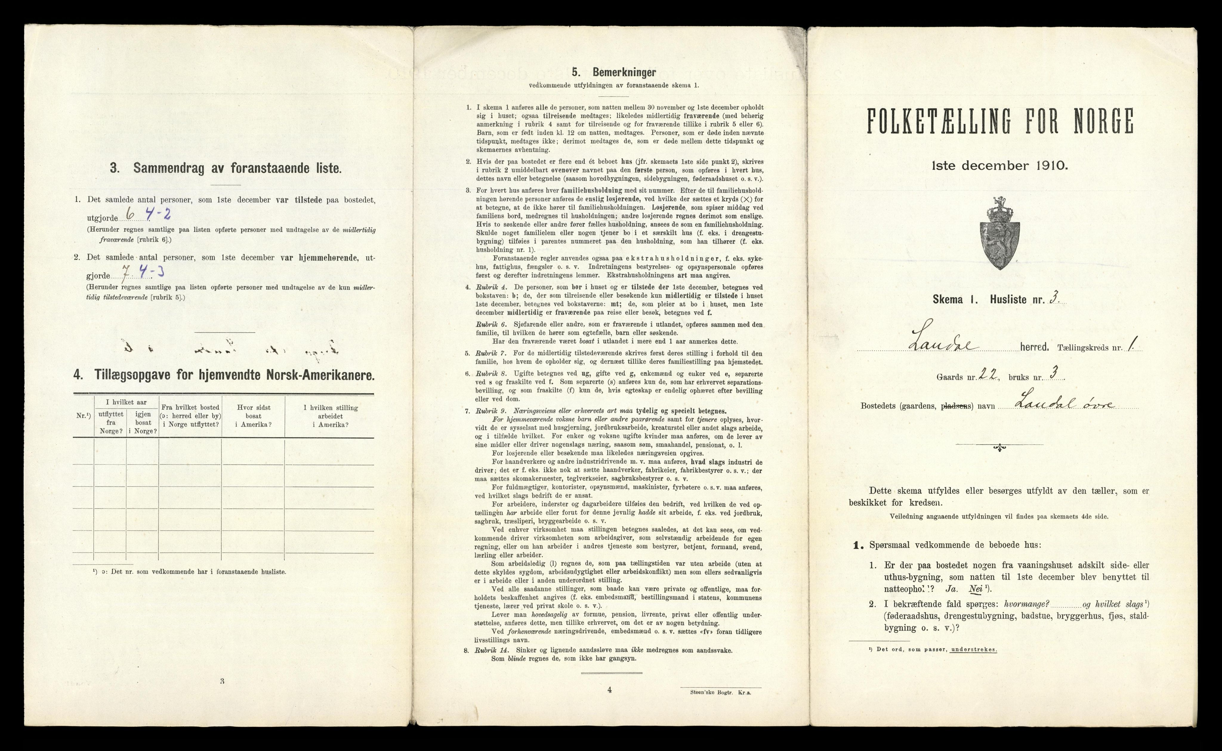 RA, 1910 census for Laudal, 1910, p. 27