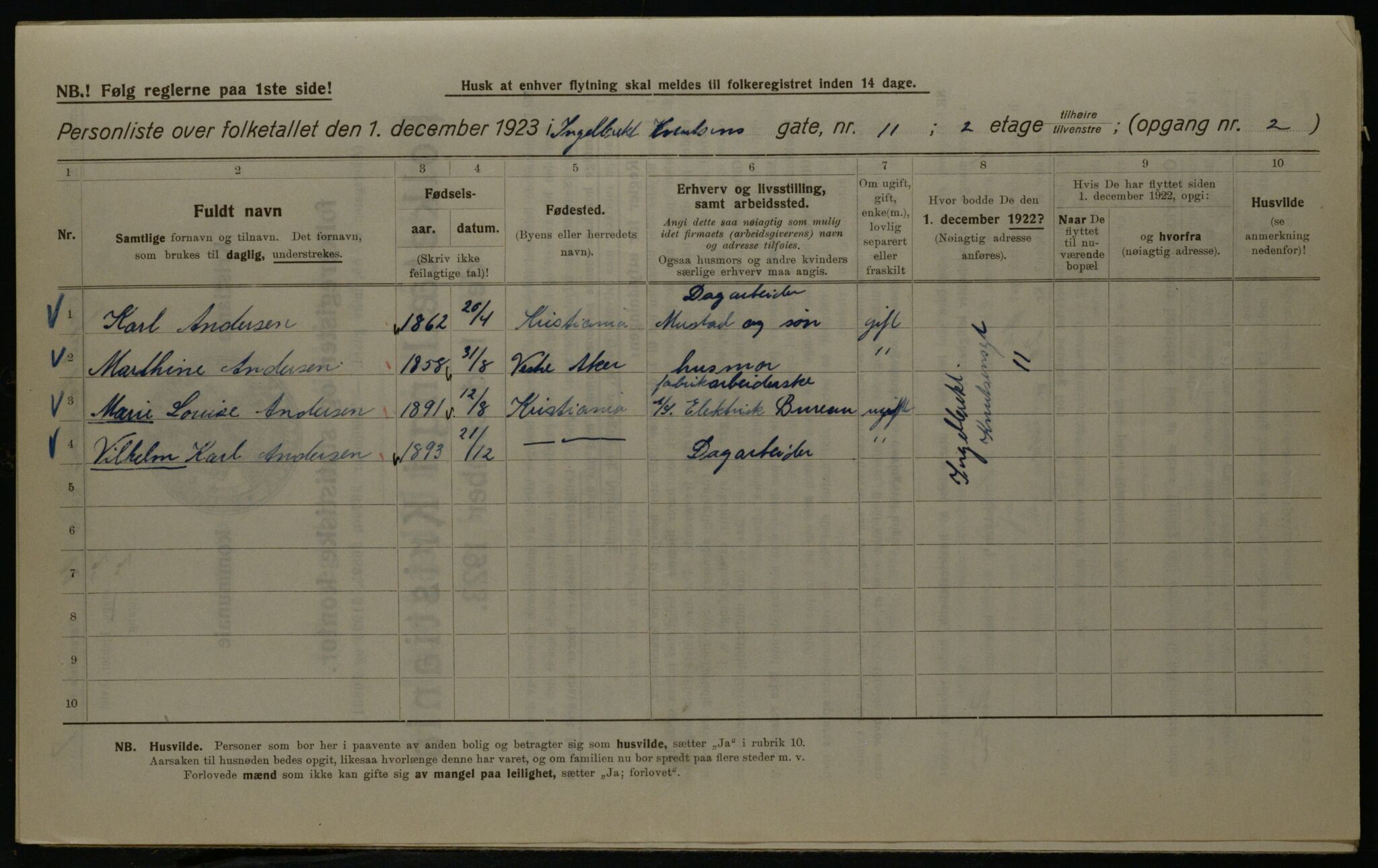 OBA, Municipal Census 1923 for Kristiania, 1923, p. 49057