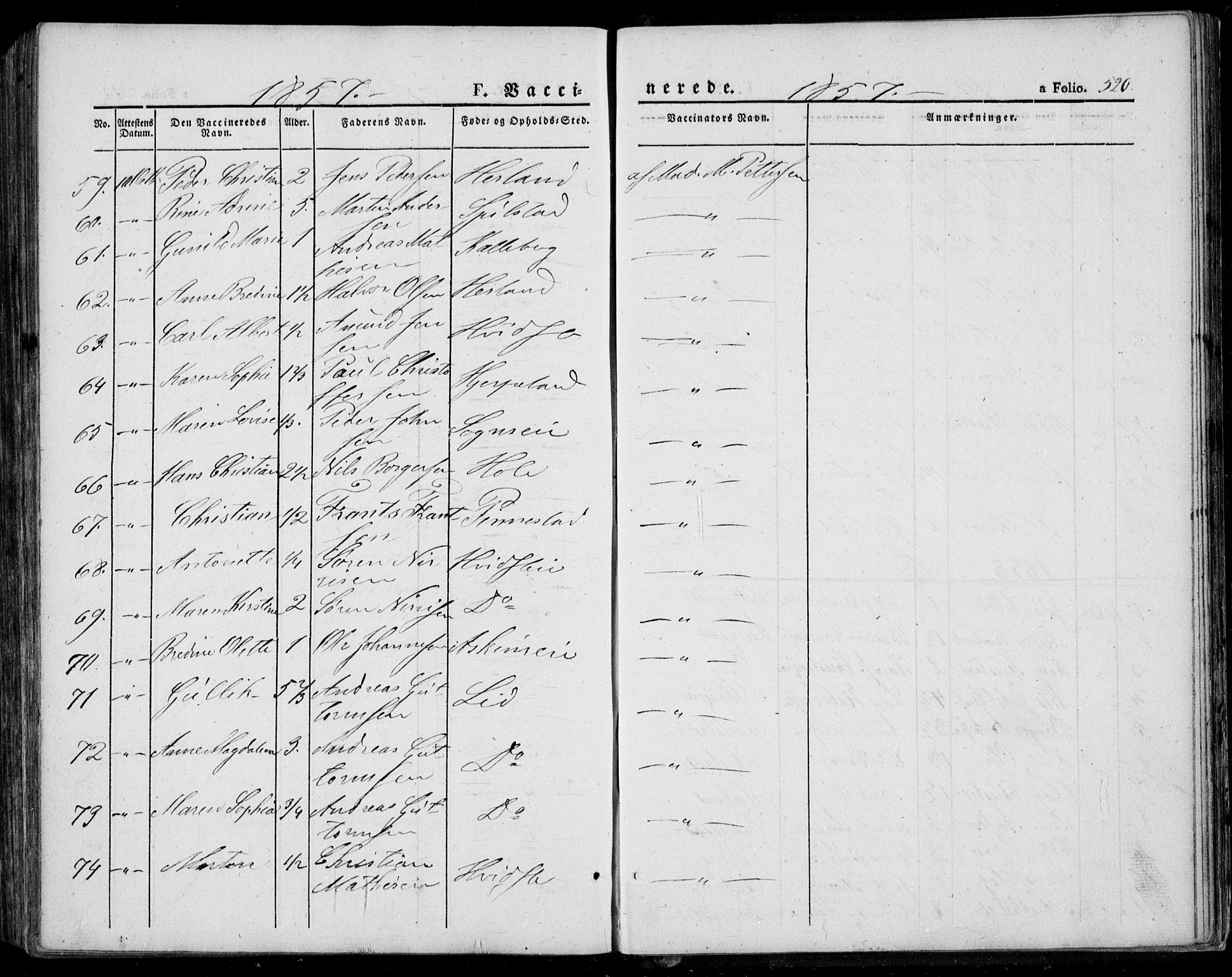 Lardal kirkebøker, SAKO/A-350/F/Fa/L0006: Parish register (official) no. I 6, 1835-1860, p. 520