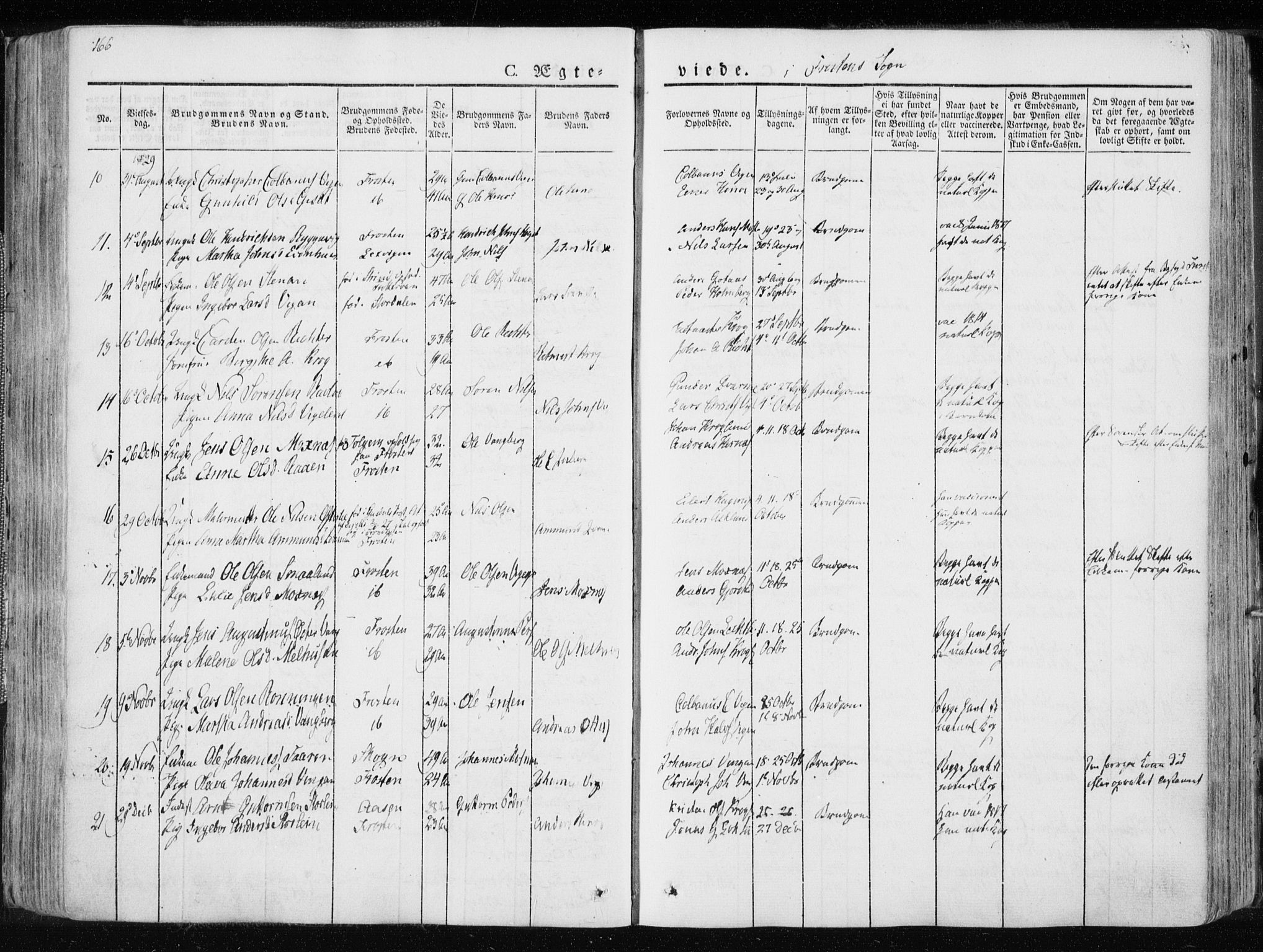 Ministerialprotokoller, klokkerbøker og fødselsregistre - Nord-Trøndelag, SAT/A-1458/713/L0114: Parish register (official) no. 713A05, 1827-1839, p. 166