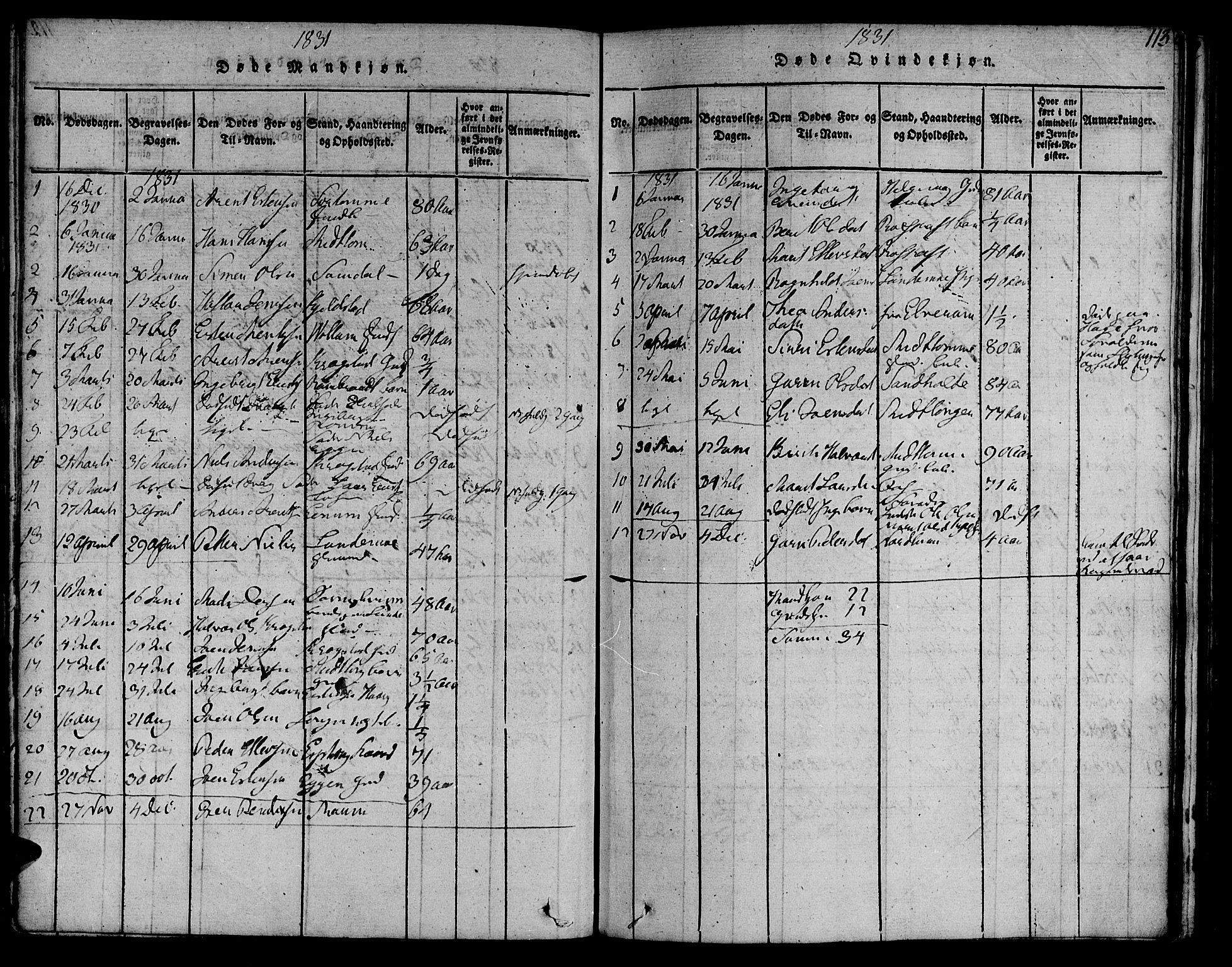 Ministerialprotokoller, klokkerbøker og fødselsregistre - Sør-Trøndelag, SAT/A-1456/692/L1102: Parish register (official) no. 692A02, 1816-1842, p. 113