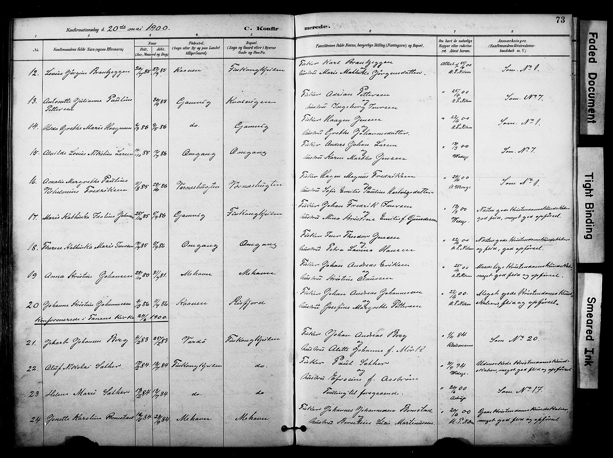 Tana sokneprestkontor, SATØ/S-1334/H/Ha/L0006kirke: Parish register (official) no. 6, 1892-1908, p. 73