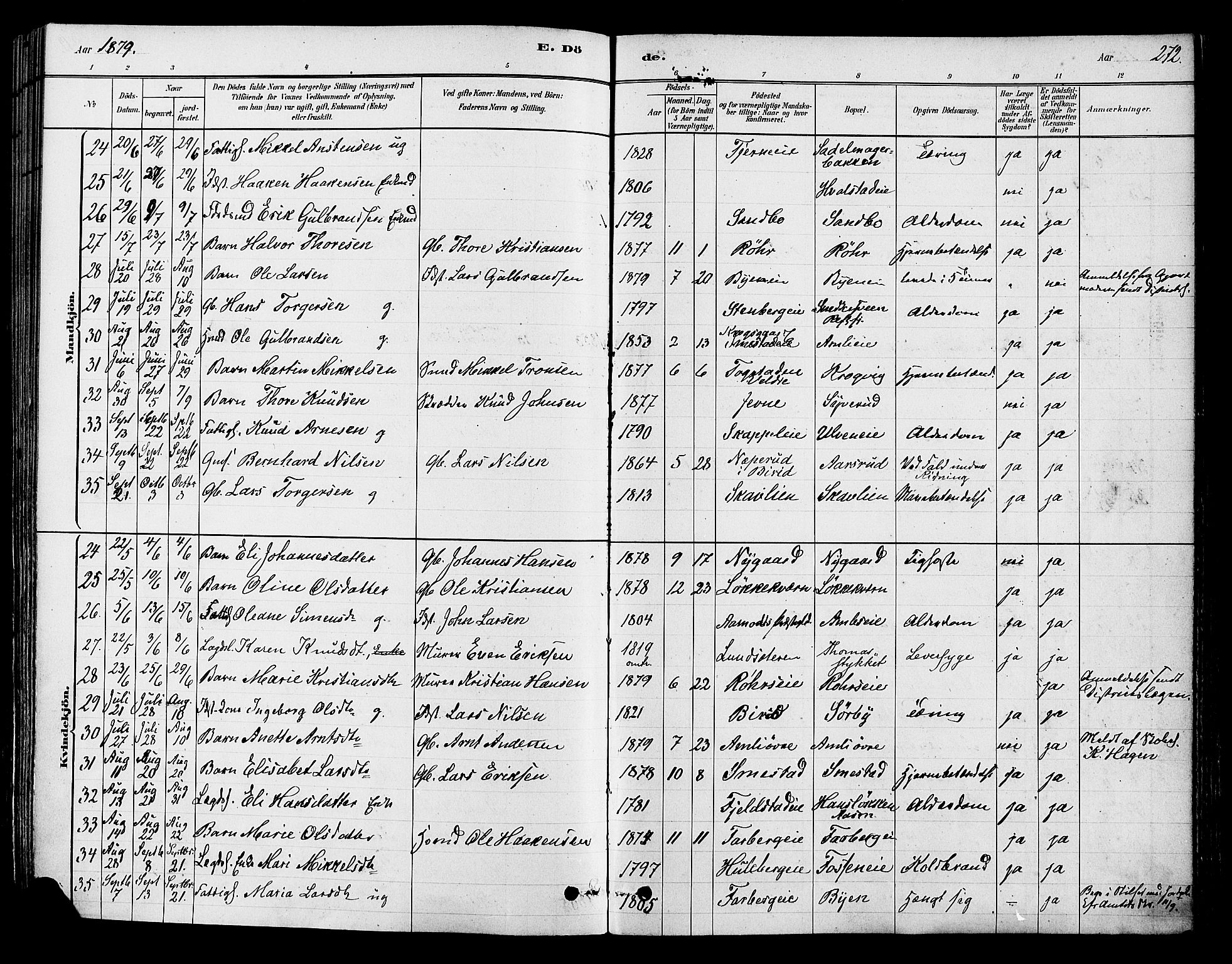 Ringsaker prestekontor, AV/SAH-PREST-014/K/Ka/L0012: Parish register (official) no. 12, 1879-1890, p. 272