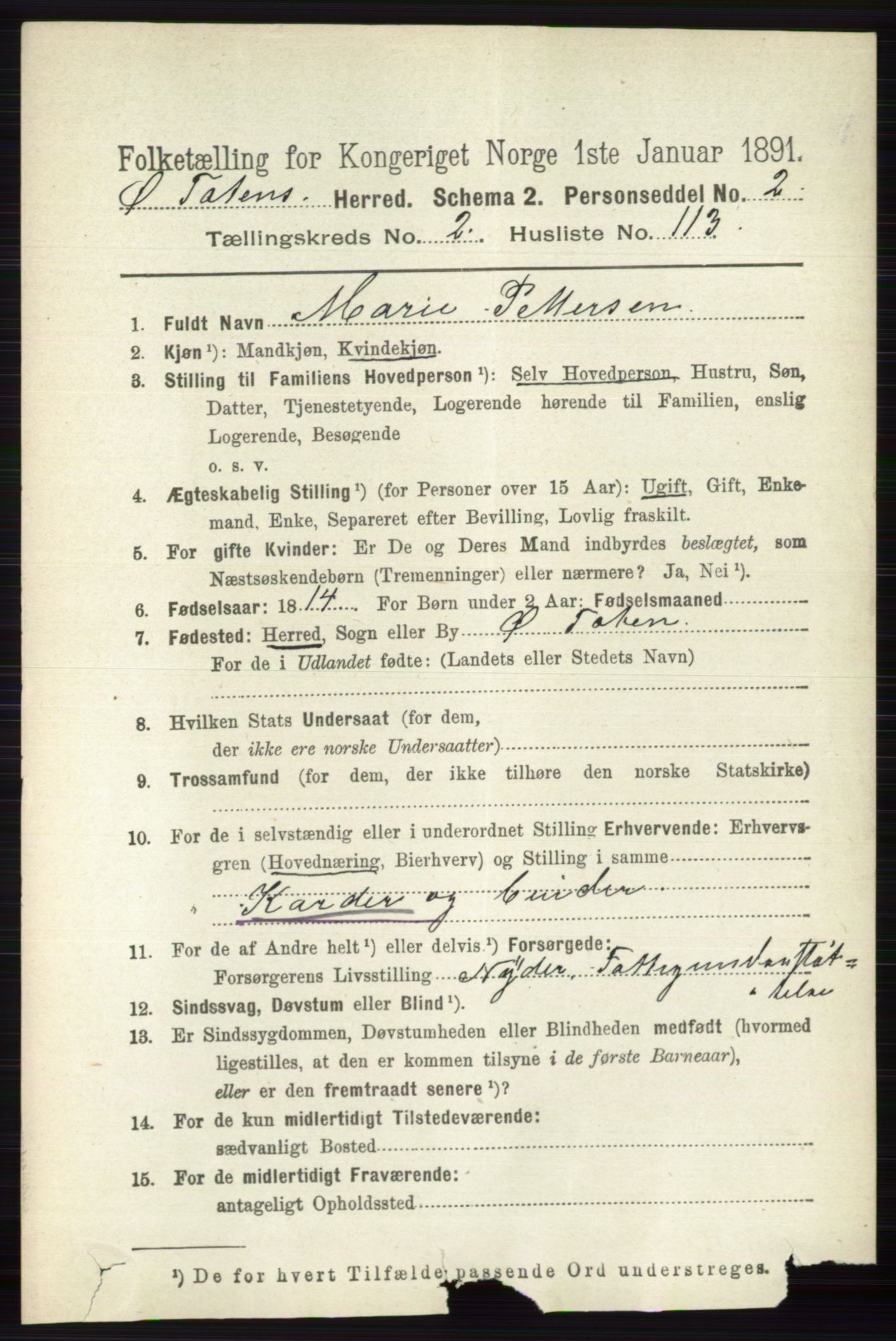 RA, 1891 census for 0528 Østre Toten, 1891, p. 1427