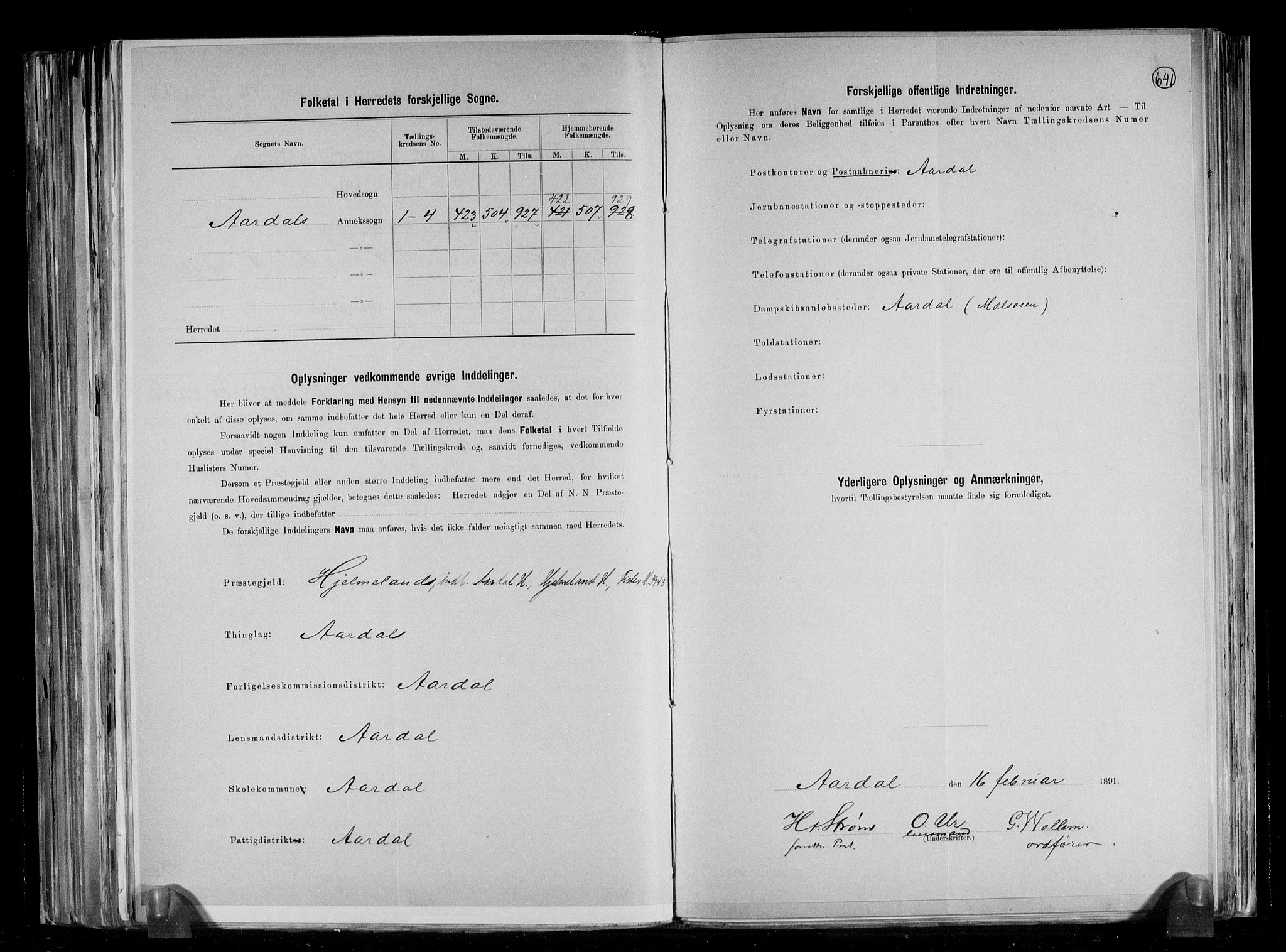 RA, 1891 census for 1131 Årdal, 1891, p. 3