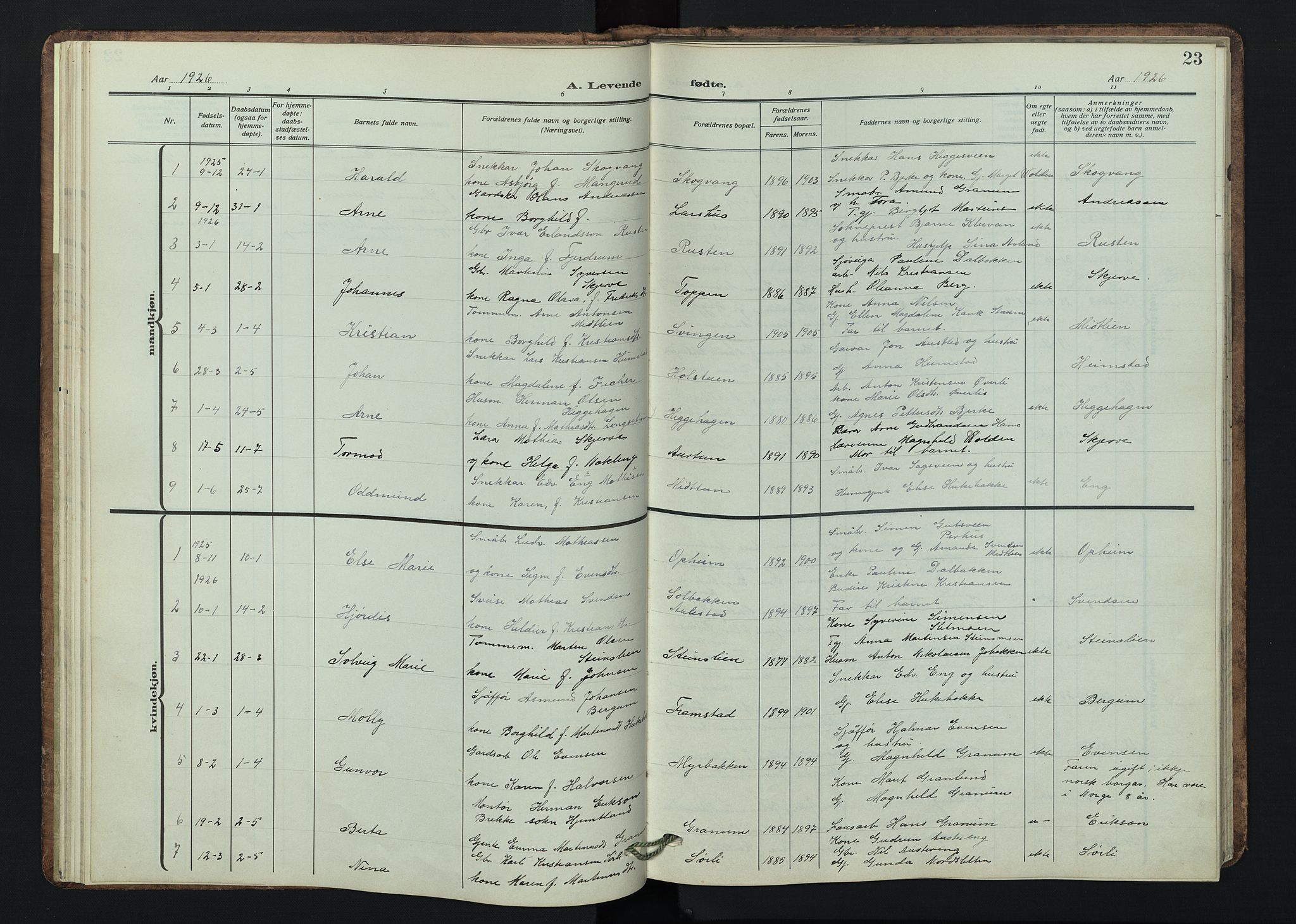 Østre Gausdal prestekontor, AV/SAH-PREST-092/H/Ha/Hab/L0005: Parish register (copy) no. 5, 1915-1944, p. 23