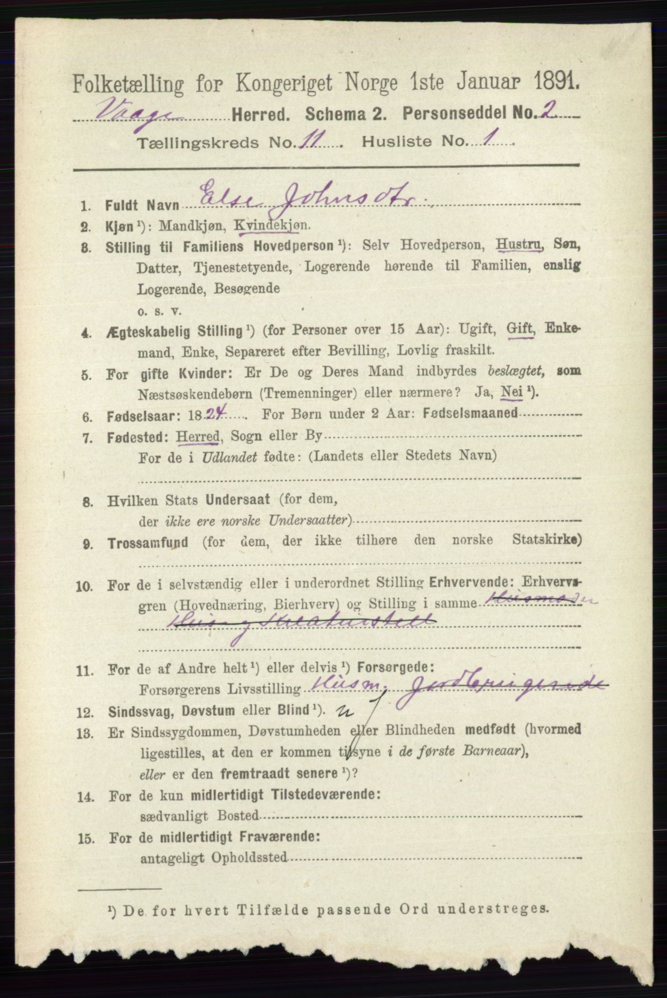 RA, 1891 census for 0515 Vågå, 1891, p. 6865