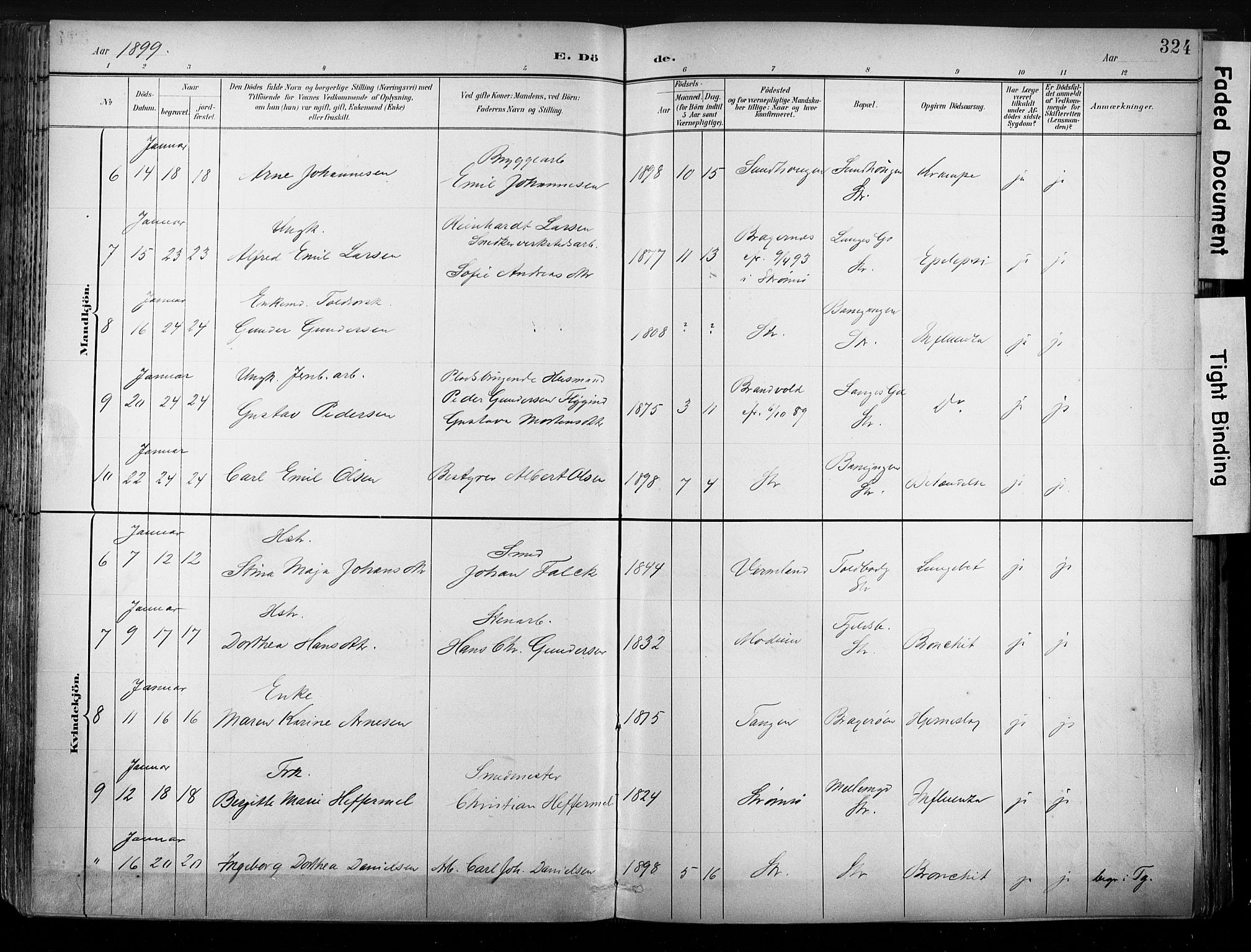 Strømsø kirkebøker, AV/SAKO-A-246/G/Ga/L0003: Parish register (copy) no. 3, 1894-1904, p. 324