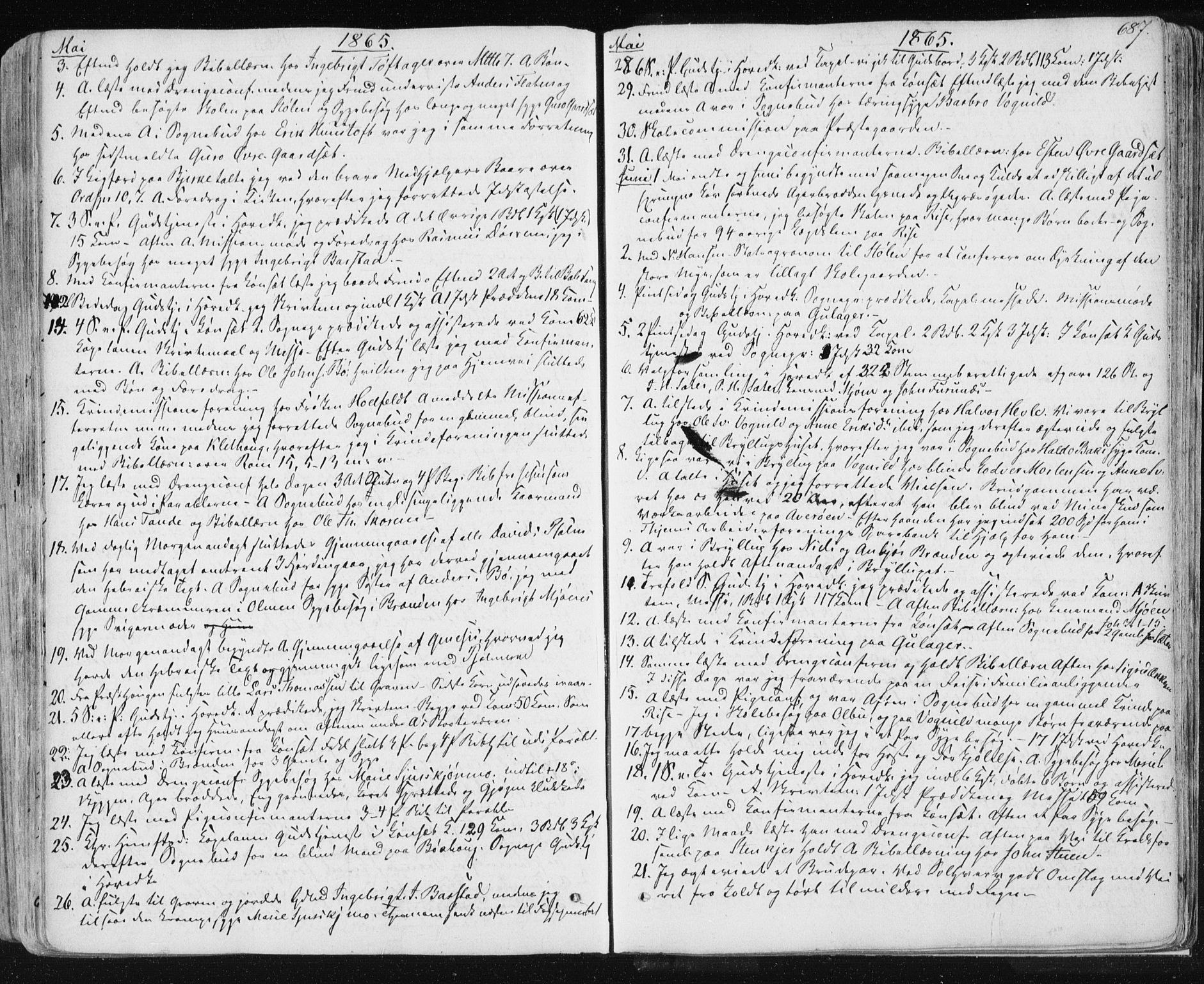 Ministerialprotokoller, klokkerbøker og fødselsregistre - Sør-Trøndelag, AV/SAT-A-1456/678/L0899: Parish register (official) no. 678A08, 1848-1872, p. 687