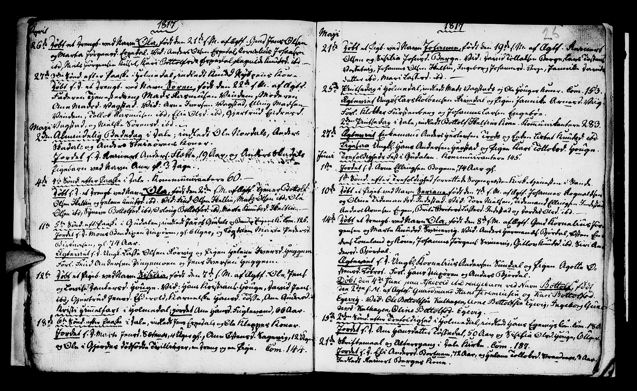 Fjaler sokneprestembete, AV/SAB-A-79801/H/Haa/Haaa/L0004: Parish register (official) no. A 4, 1814-1821, p. 25