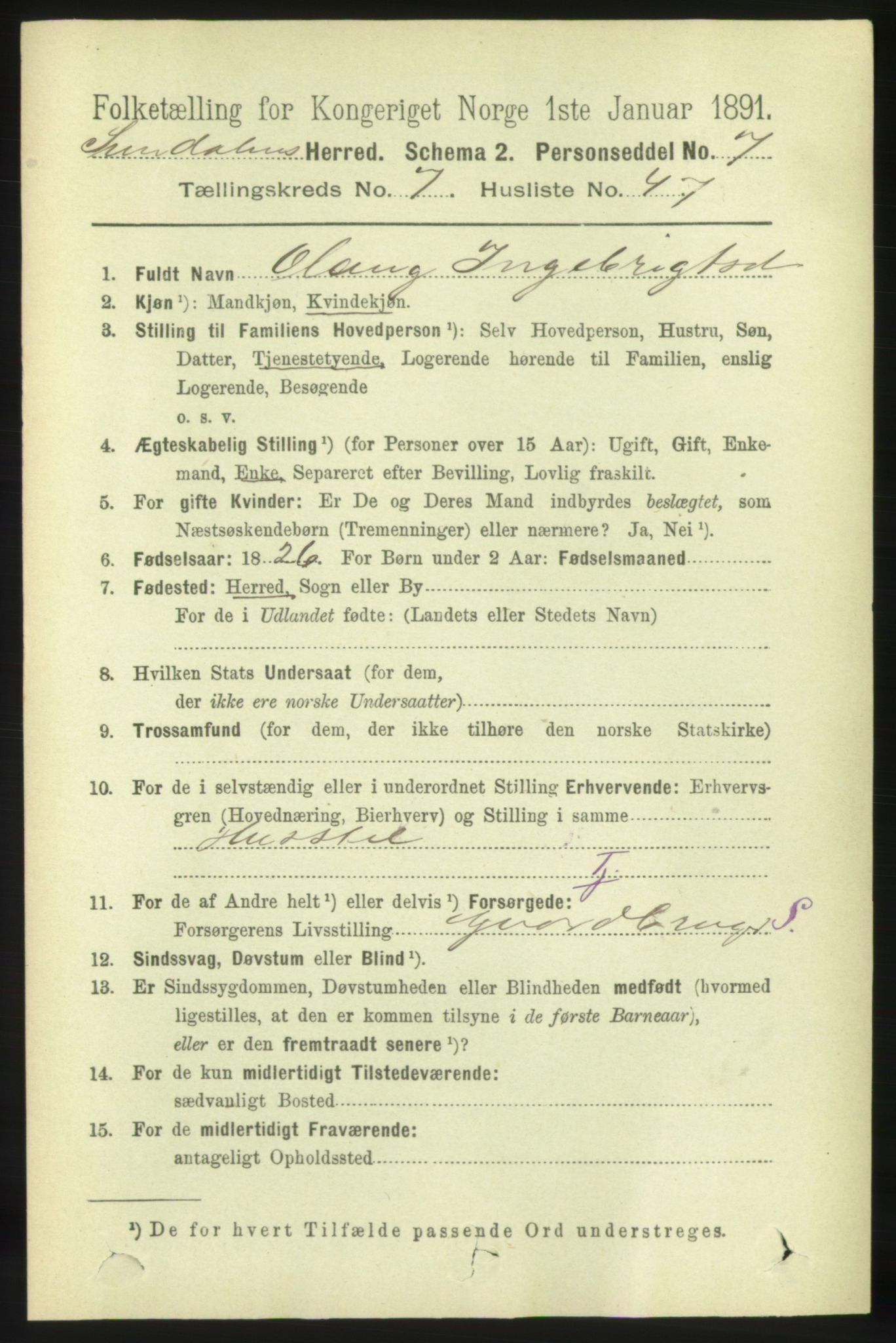 RA, 1891 census for 1563 Sunndal, 1891, p. 2112