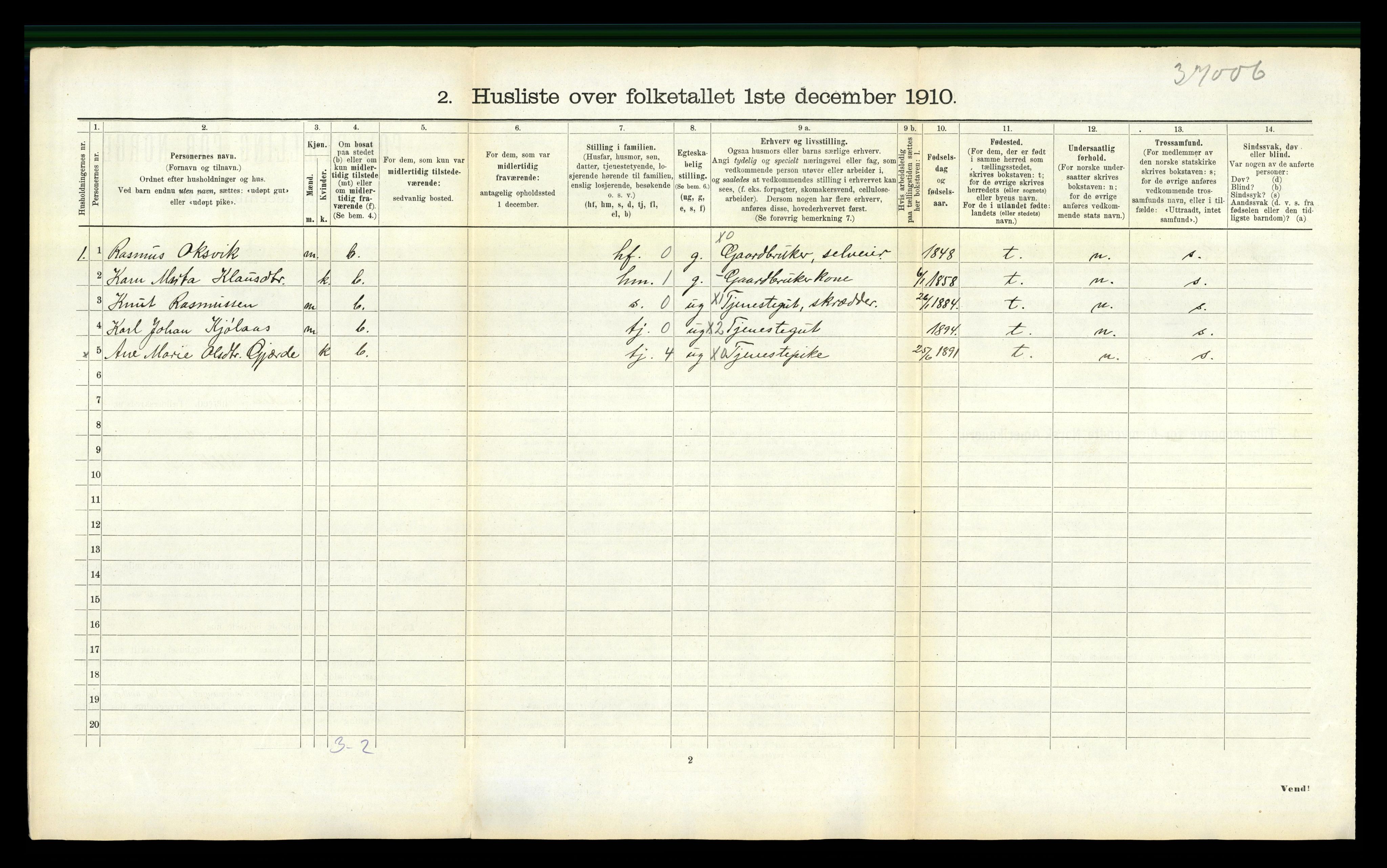 RA, 1910 census for Stranda, 1910, p. 103