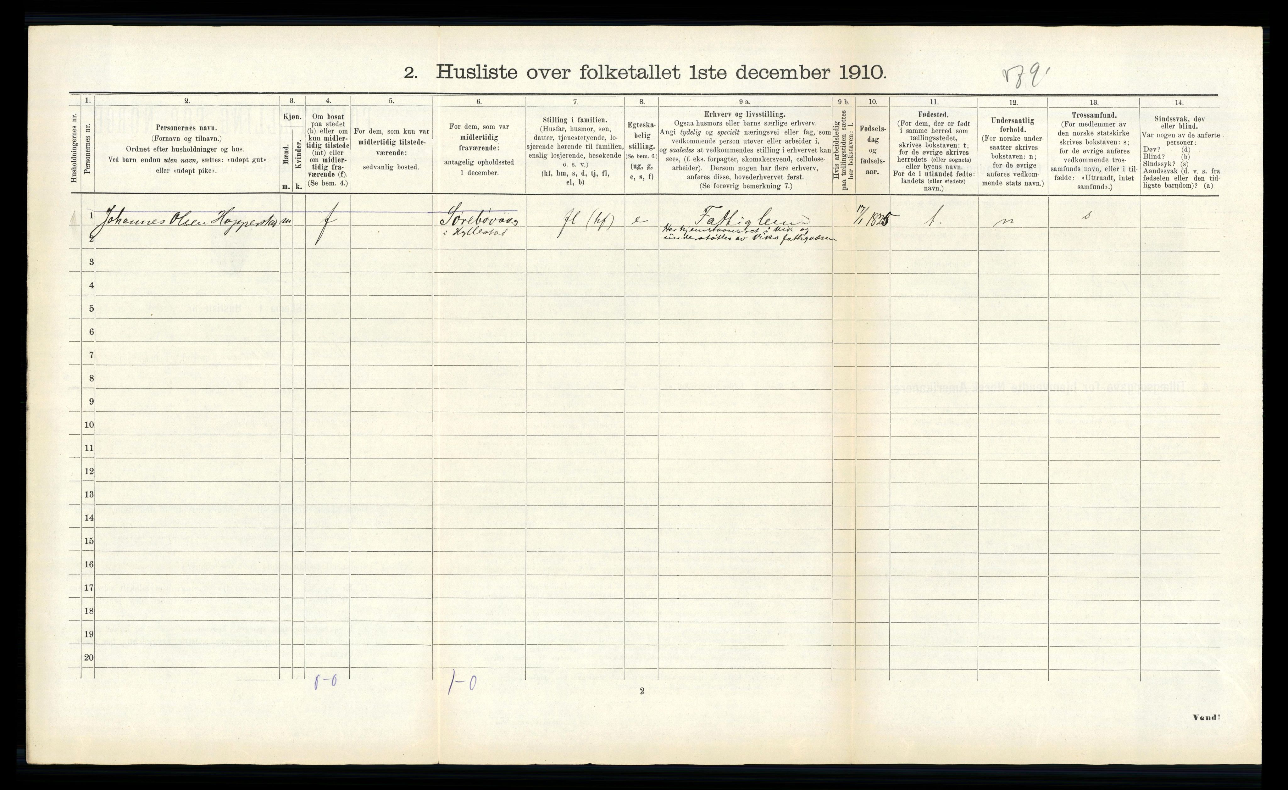 RA, 1910 census for Vik, 1910, p. 684