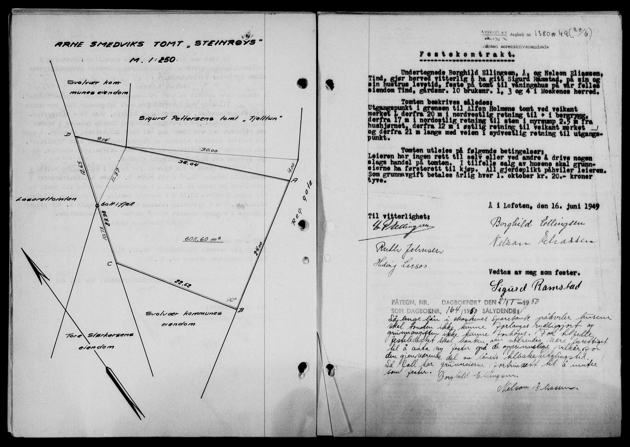 Lofoten sorenskriveri, SAT/A-0017/1/2/2C/L0021a: Mortgage book no. 21a, 1949-1949, Diary no: : 1380/1949