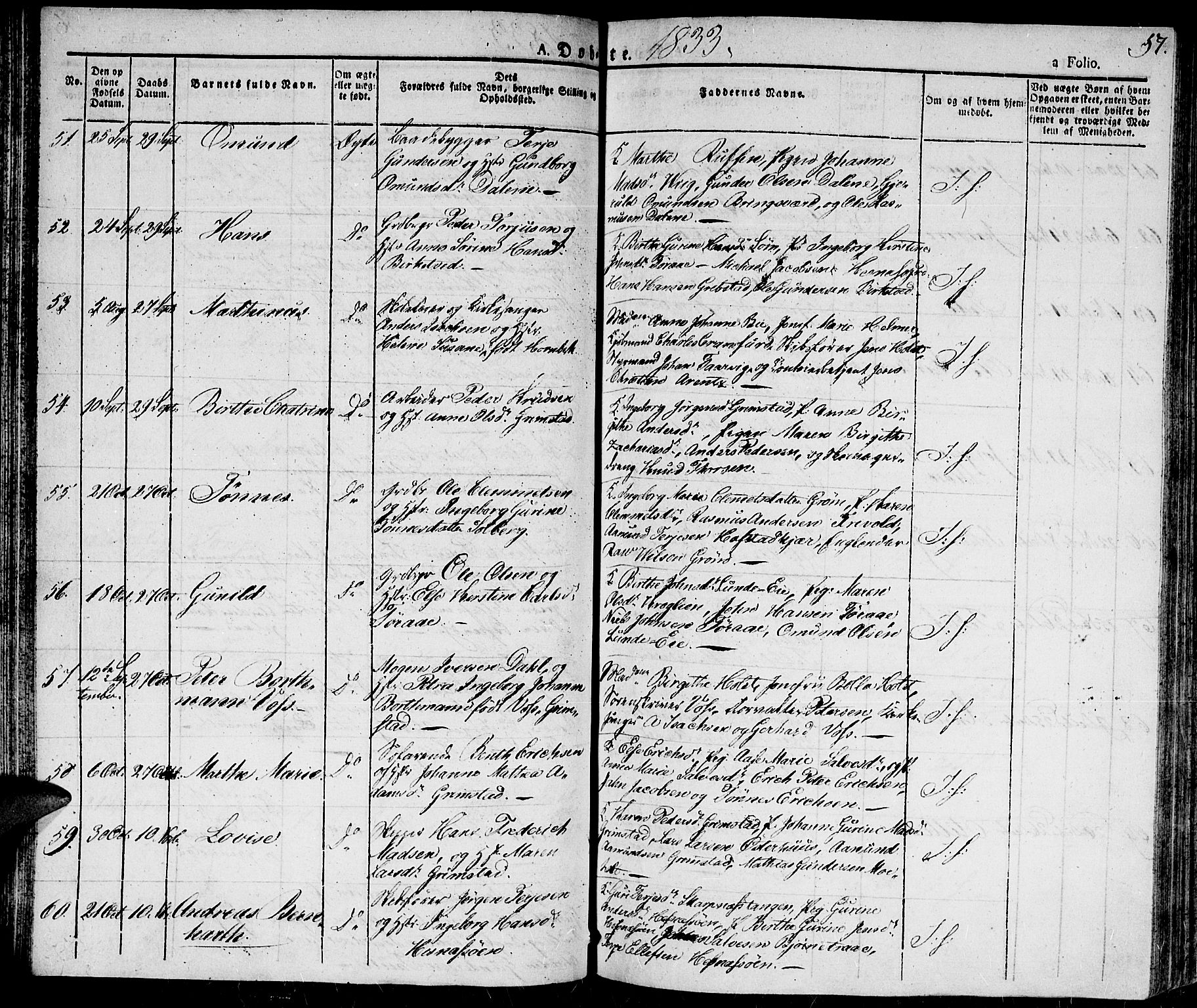 Fjære sokneprestkontor, SAK/1111-0011/F/Fa/L0002: Parish register (official) no. A 2, 1827-1839, p. 57