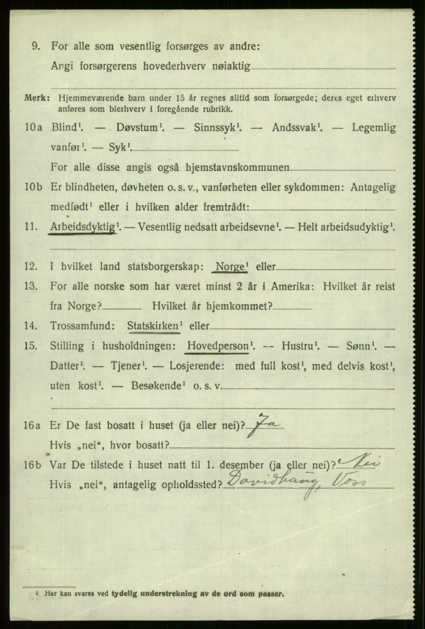 SAB, 1920 census for Voss, 1920, p. 16680