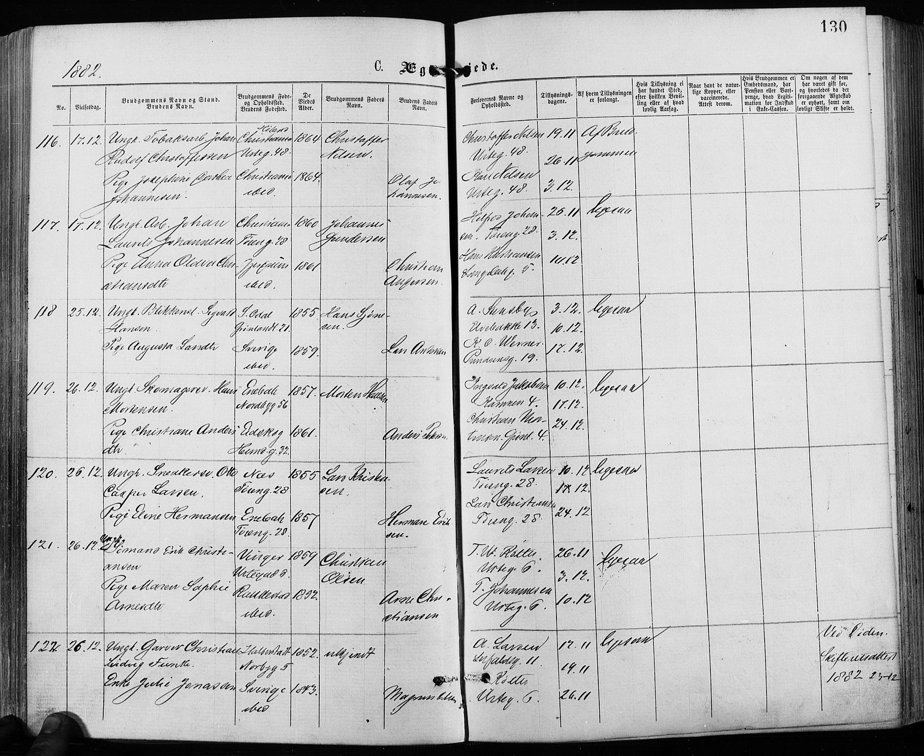 Grønland prestekontor Kirkebøker, AV/SAO-A-10848/F/Fa/L0006: Parish register (official) no. 6, 1877-1886, p. 130