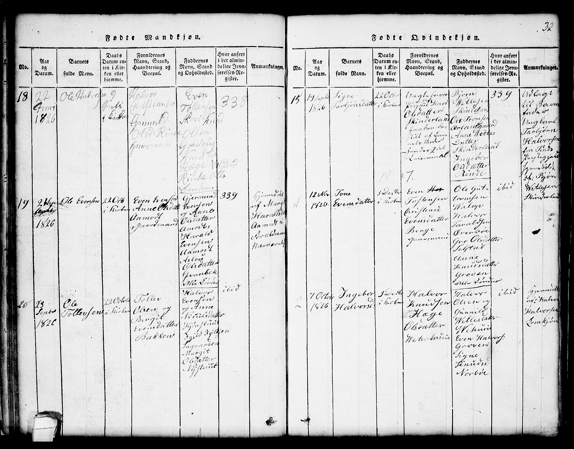 Seljord kirkebøker, SAKO/A-20/G/Gc/L0001: Parish register (copy) no. III 1, 1815-1849, p. 32