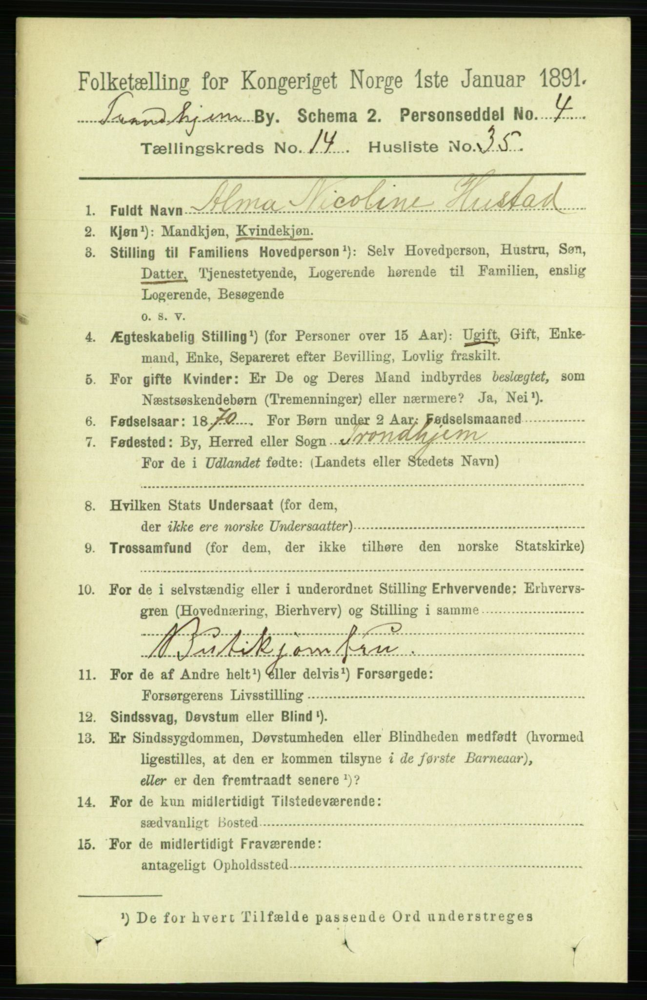 RA, 1891 census for 1601 Trondheim, 1891, p. 11443