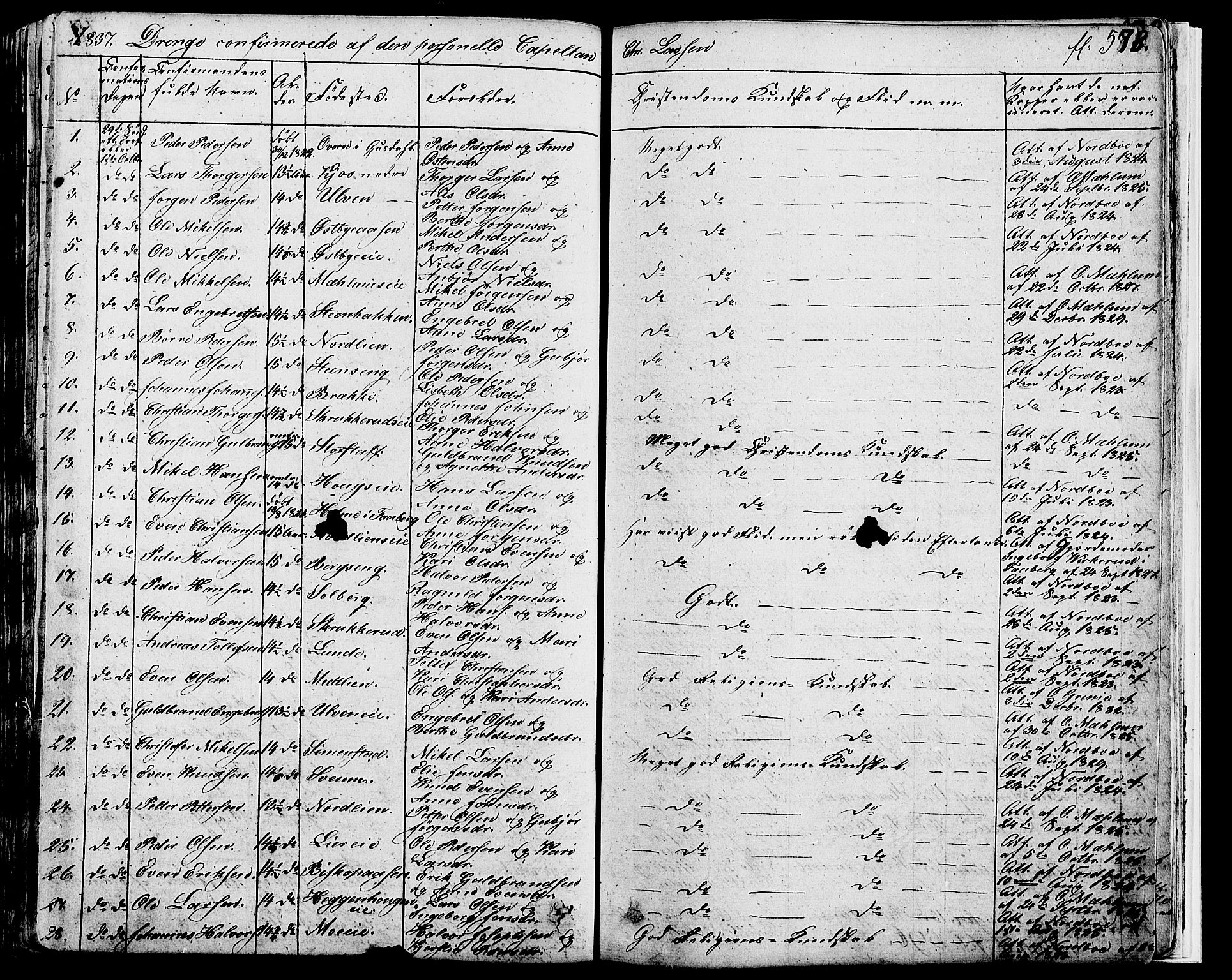 Ringsaker prestekontor, AV/SAH-PREST-014/K/Ka/L0007: Parish register (official) no. 7B, 1826-1837, p. 578