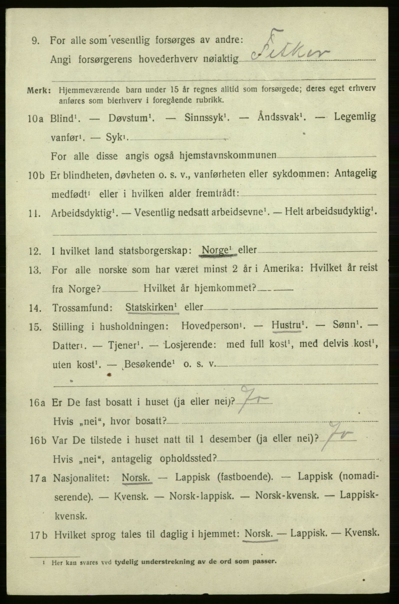 SATØ, 1920 census for Kjelvik, 1920, p. 7518