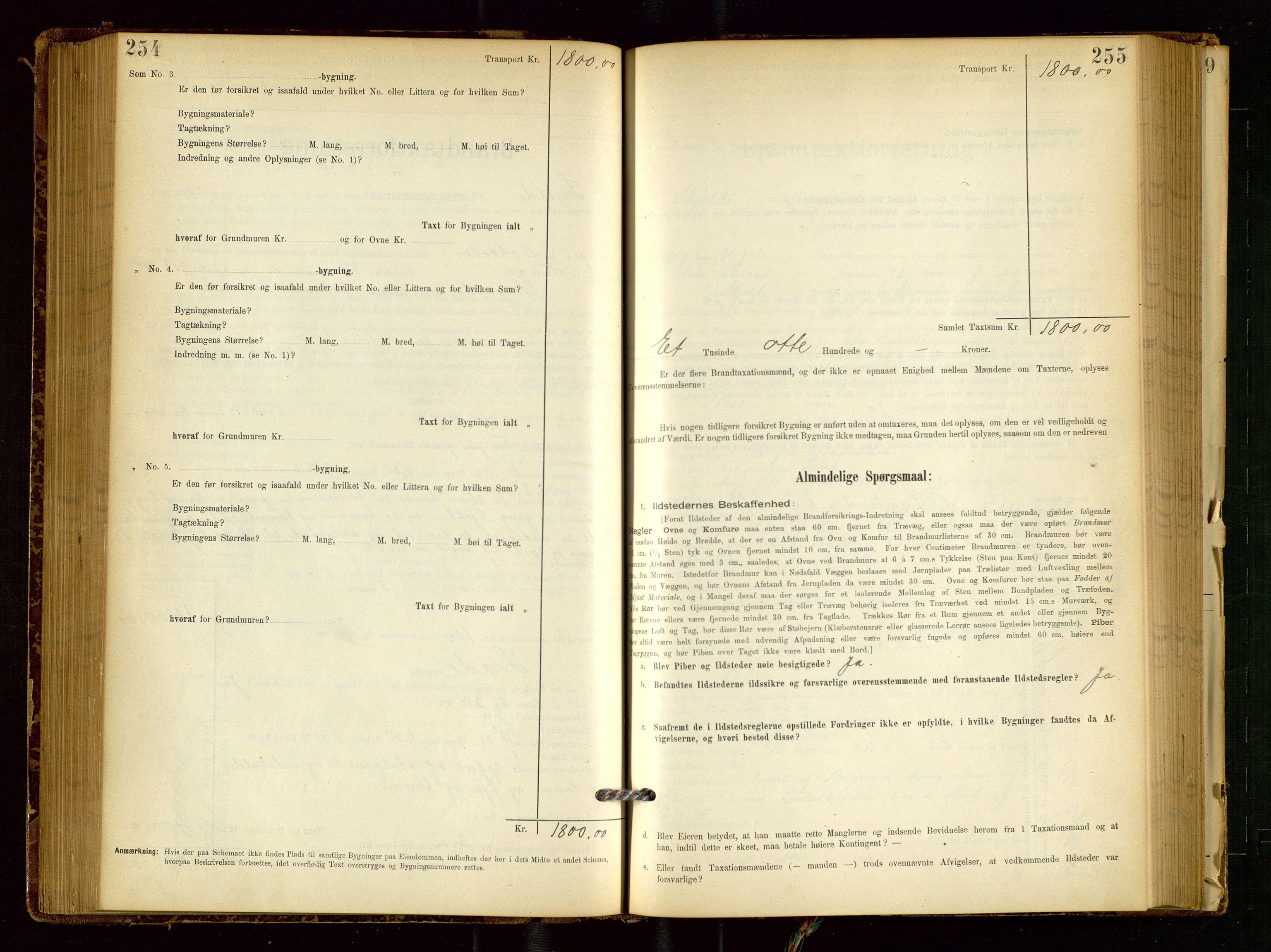 Skjold lensmannskontor, SAST/A-100182/Gob/L0001: "Brandtaxationsprotokol for Skjold Lensmandsdistrikt Ryfylke Fogderi", 1894-1939, p. 254-255