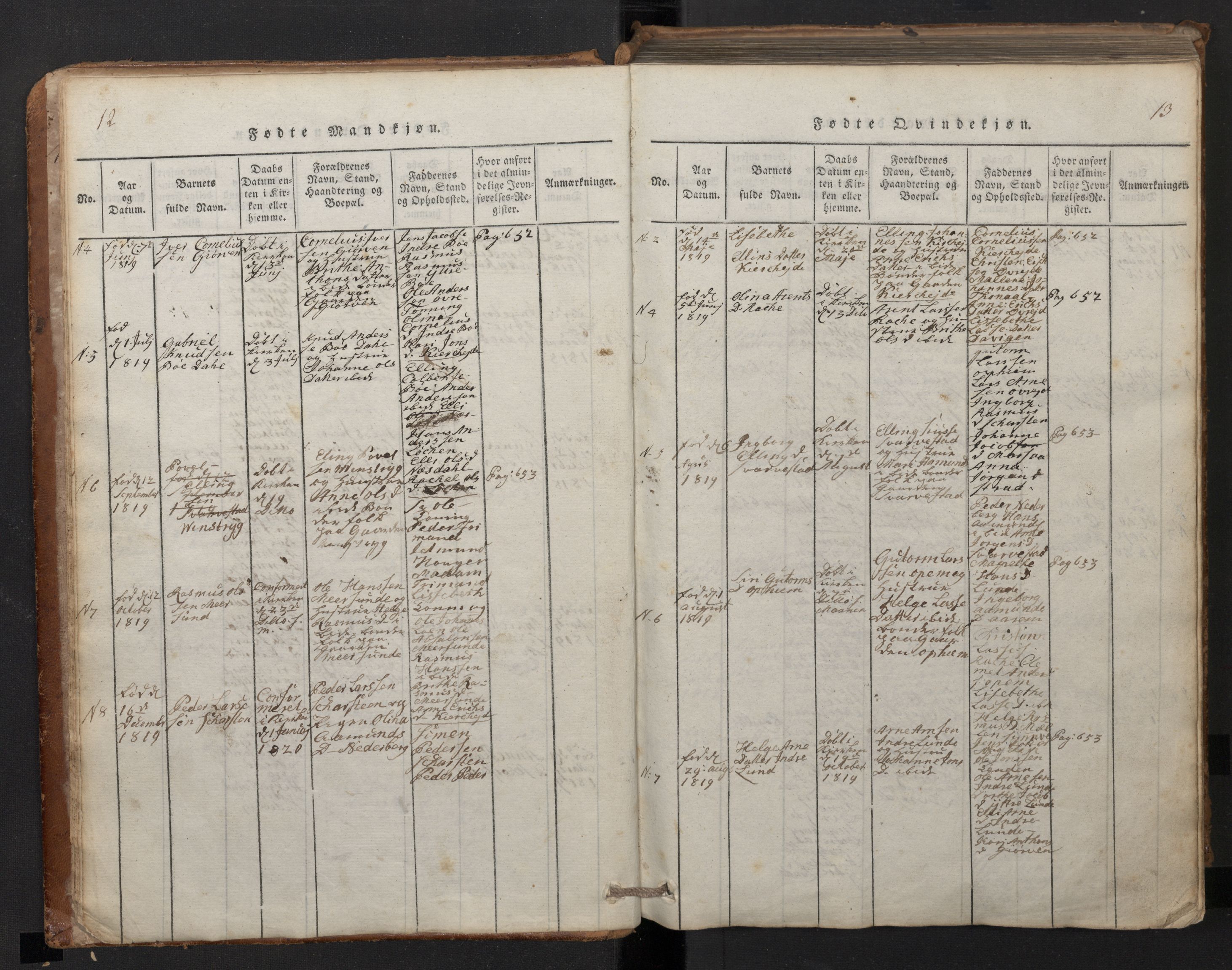 Stryn Sokneprestembete, AV/SAB-A-82501: Parish register (copy) no. A 1, 1816-1844, p. 12-13