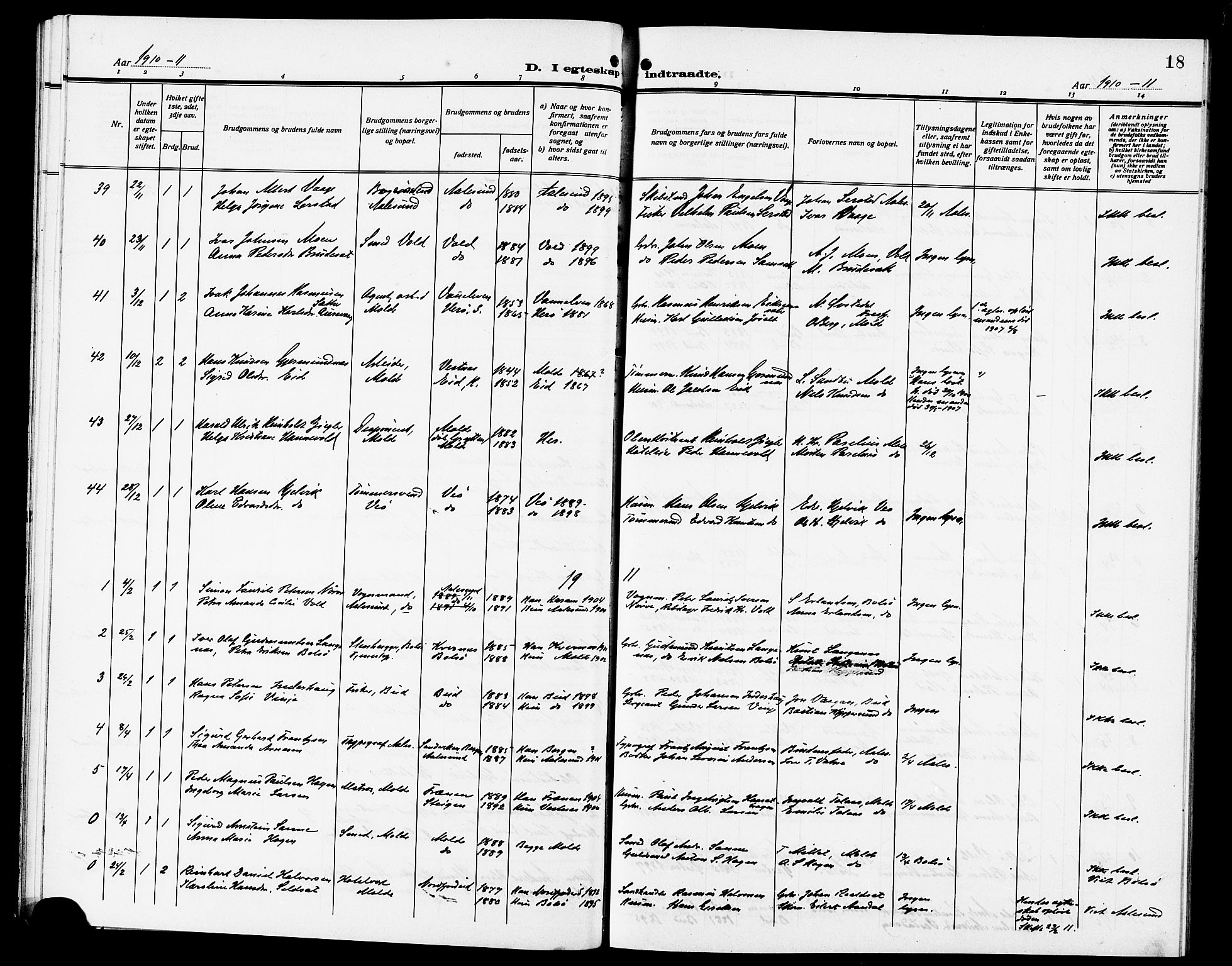 Ministerialprotokoller, klokkerbøker og fødselsregistre - Møre og Romsdal, AV/SAT-A-1454/558/L0703: Parish register (copy) no. 558C04, 1906-1921, p. 18