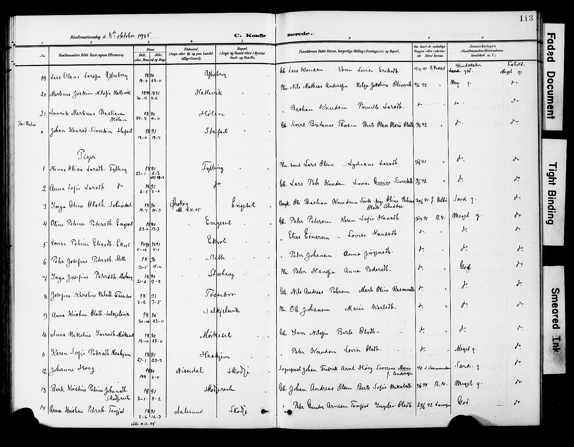 Ministerialprotokoller, klokkerbøker og fødselsregistre - Møre og Romsdal, AV/SAT-A-1454/524/L0366: Parish register (copy) no. 524C07, 1900-1931, p. 113