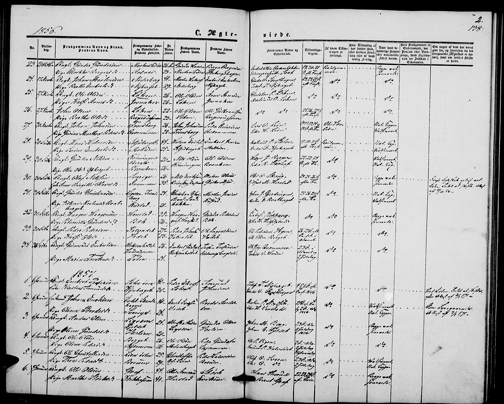 Elverum prestekontor, SAH/PREST-044/H/Ha/Hab/L0003: Parish register (copy) no. 3, 1856-1865, p. 138