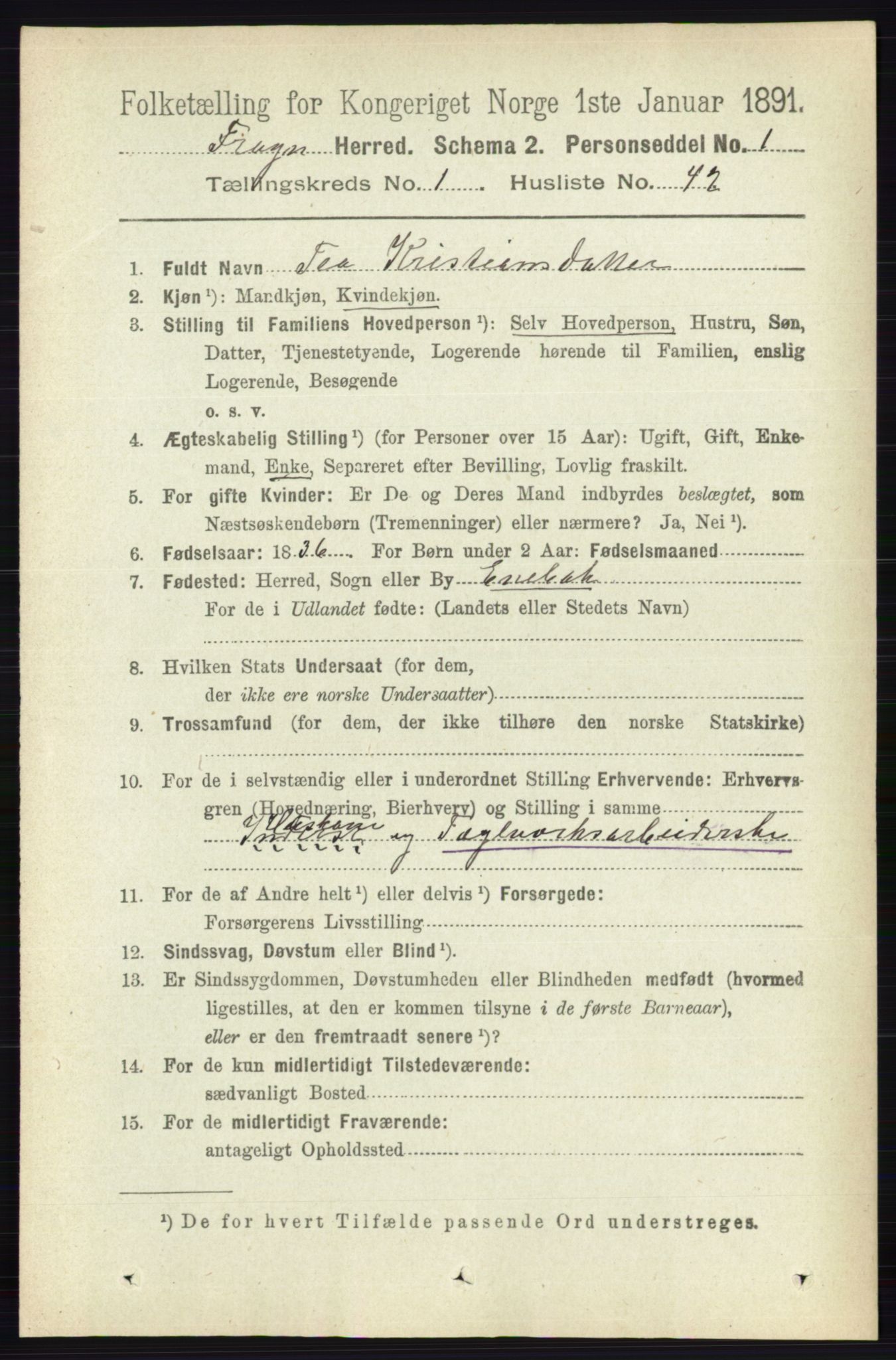 RA, 1891 census for 0215 Frogn, 1891, p. 656