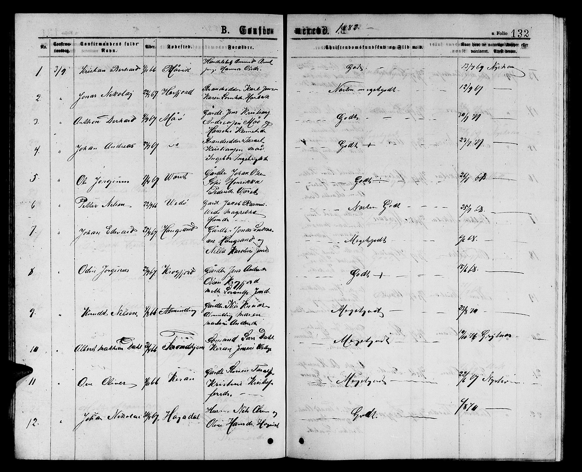 Ministerialprotokoller, klokkerbøker og fødselsregistre - Sør-Trøndelag, SAT/A-1456/657/L0715: Parish register (copy) no. 657C02, 1873-1888, p. 132