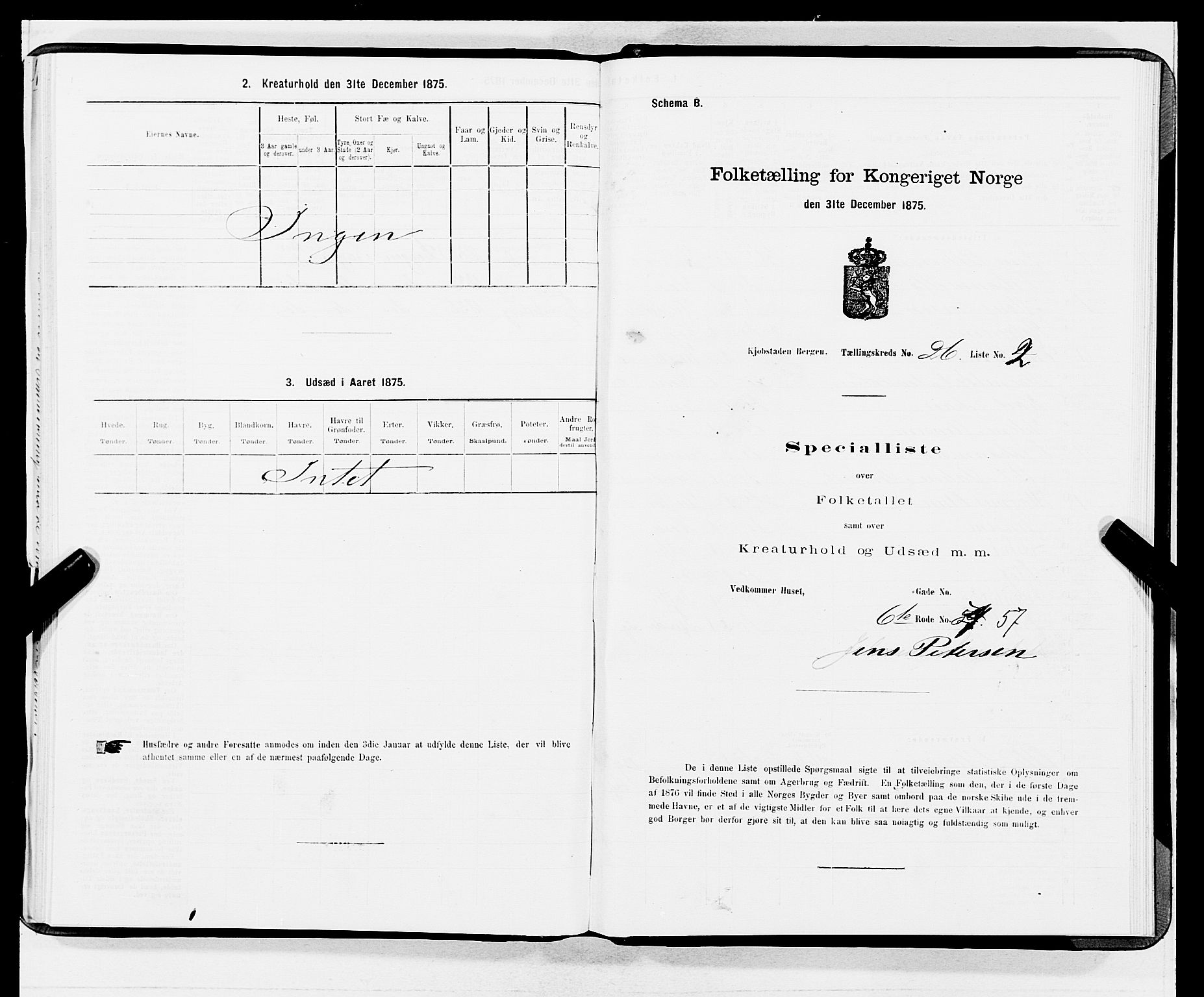 SAB, 1875 census for 1301 Bergen, 1875, p. 1290