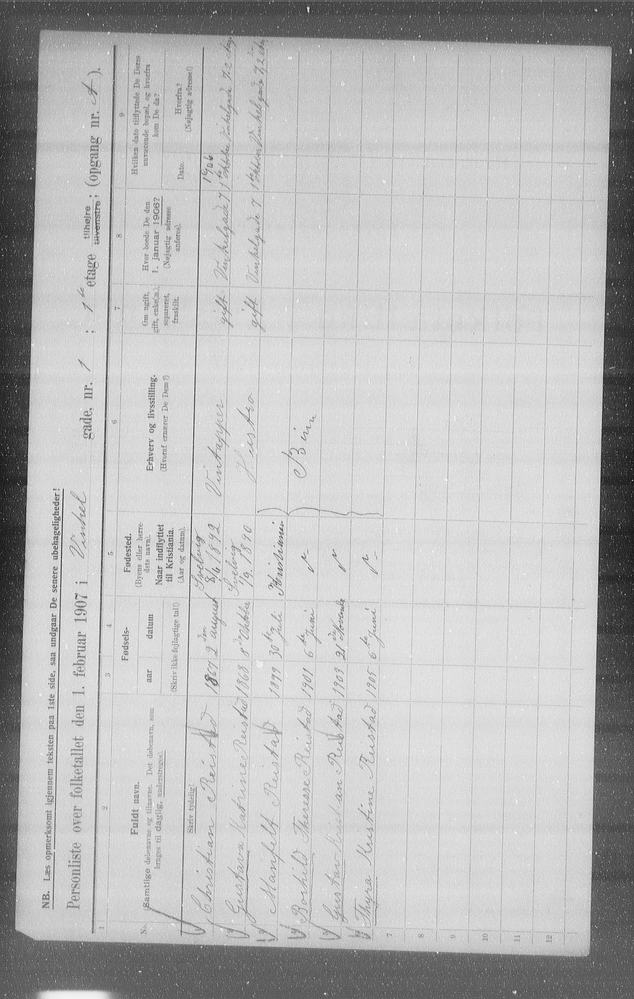 OBA, Municipal Census 1907 for Kristiania, 1907, p. 62936