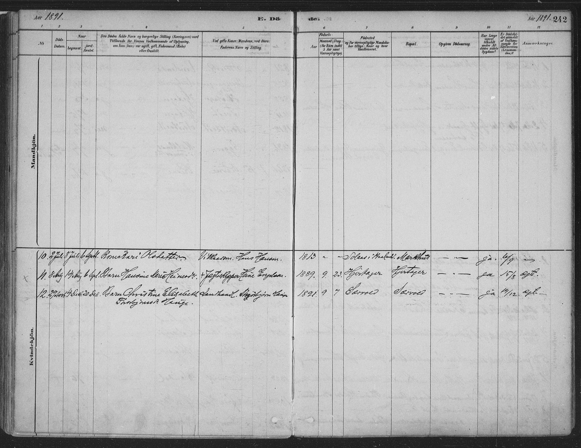 Fusa sokneprestembete, SAB/A-75401/H/Haa: Parish register (official) no. D 1, 1880-1938, p. 242