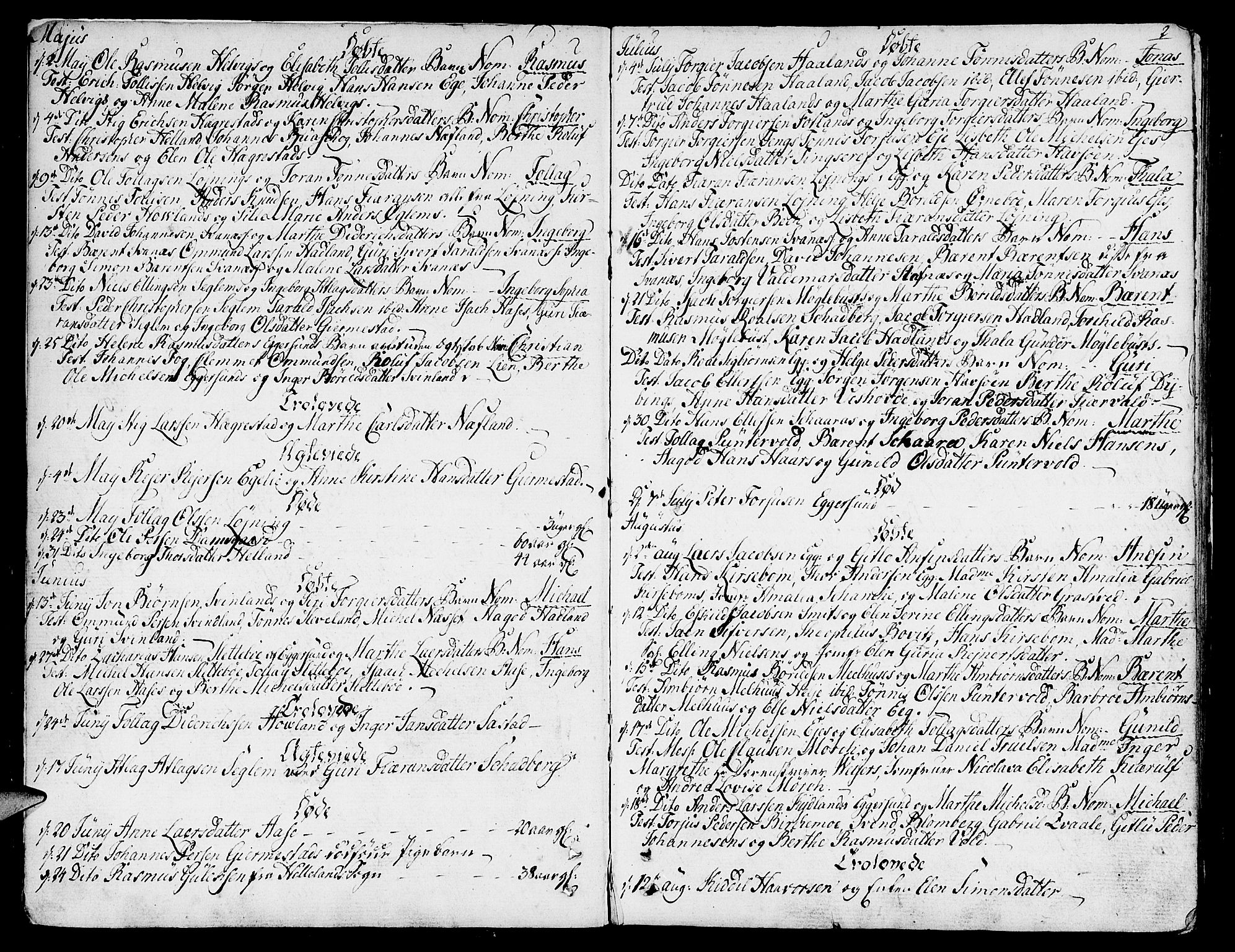 Eigersund sokneprestkontor, SAST/A-101807/S08/L0005: Parish register (official) no. A 5 /1, 1790-1808, p. 2