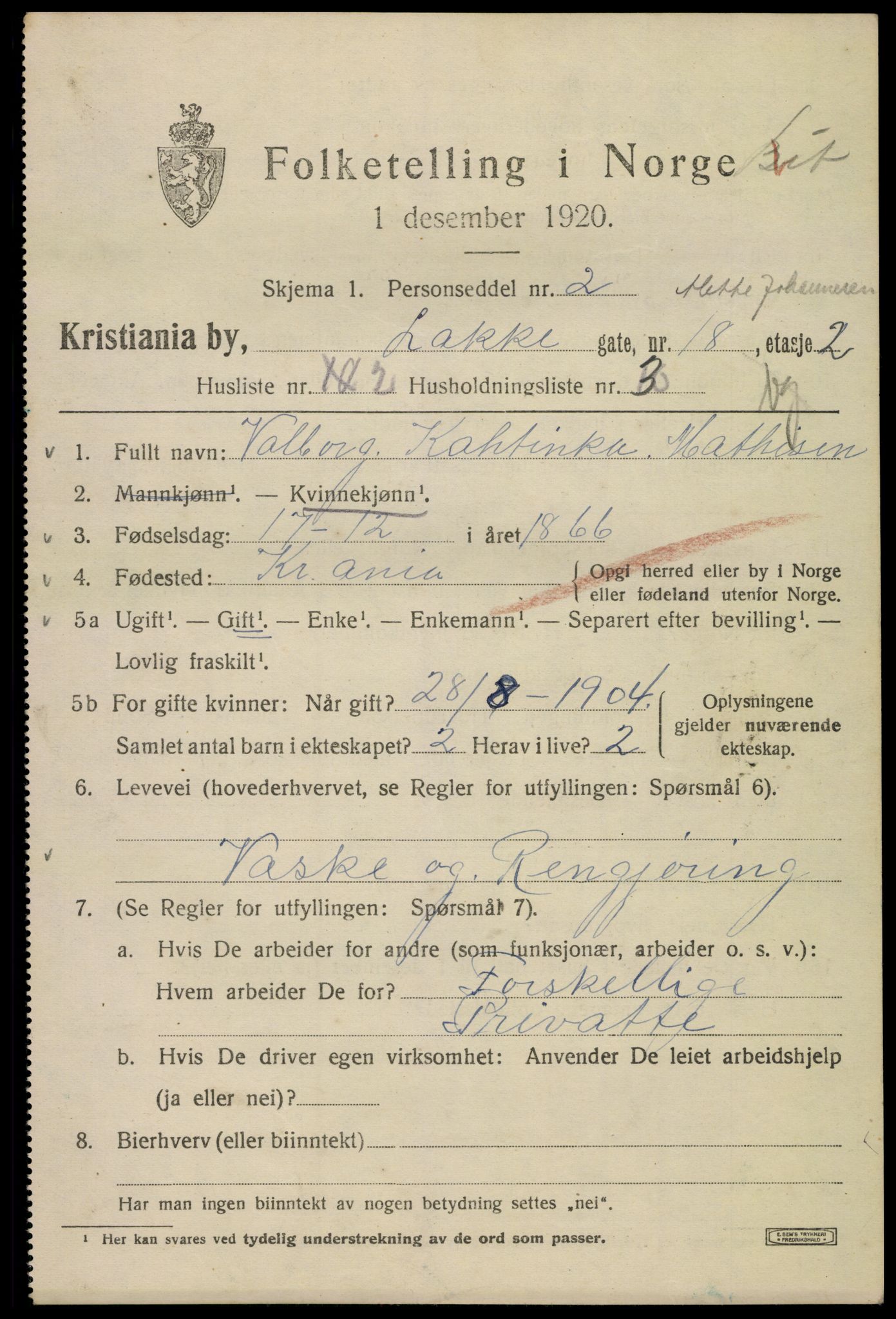 SAO, 1920 census for Kristiania, 1920, p. 355149