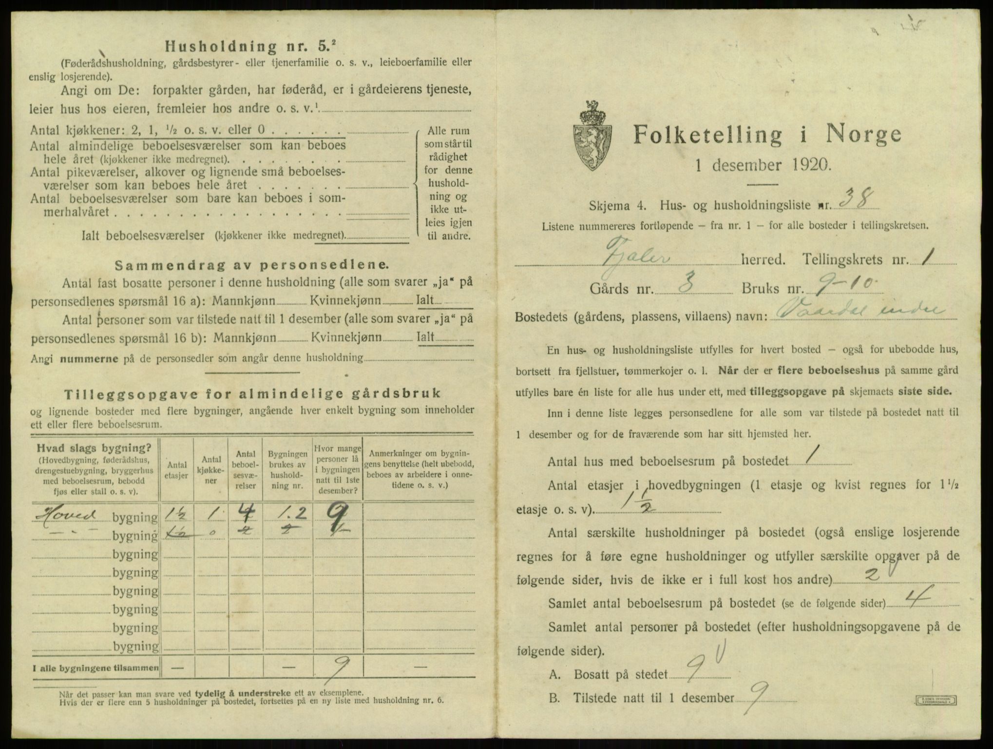 SAB, 1920 census for Fjaler, 1920, p. 146