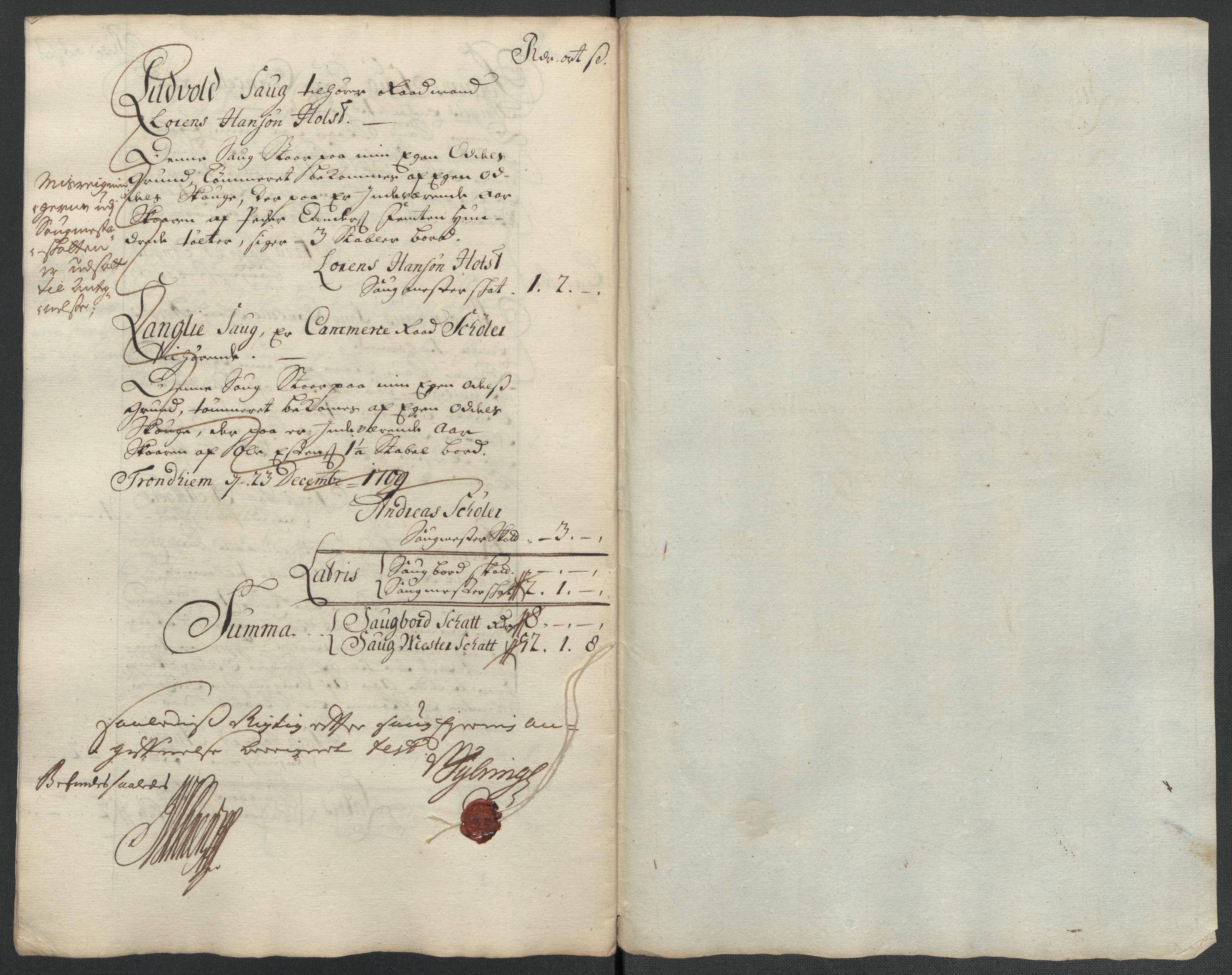 Rentekammeret inntil 1814, Reviderte regnskaper, Fogderegnskap, AV/RA-EA-4092/R61/L4111: Fogderegnskap Strinda og Selbu, 1709-1710, p. 95