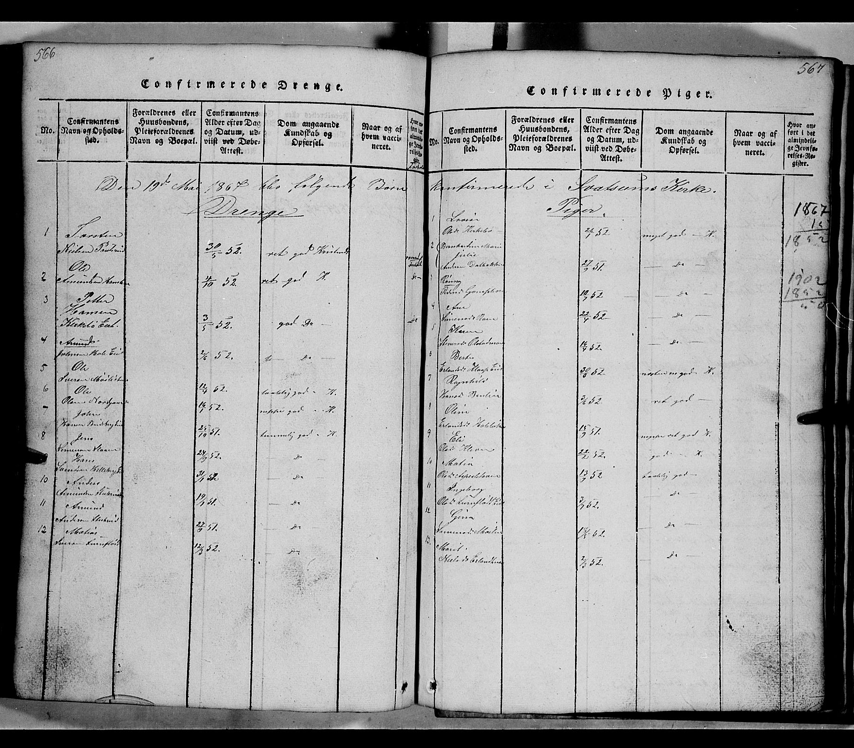 Gausdal prestekontor, SAH/PREST-090/H/Ha/Hab/L0002: Parish register (copy) no. 2, 1818-1874, p. 566-567